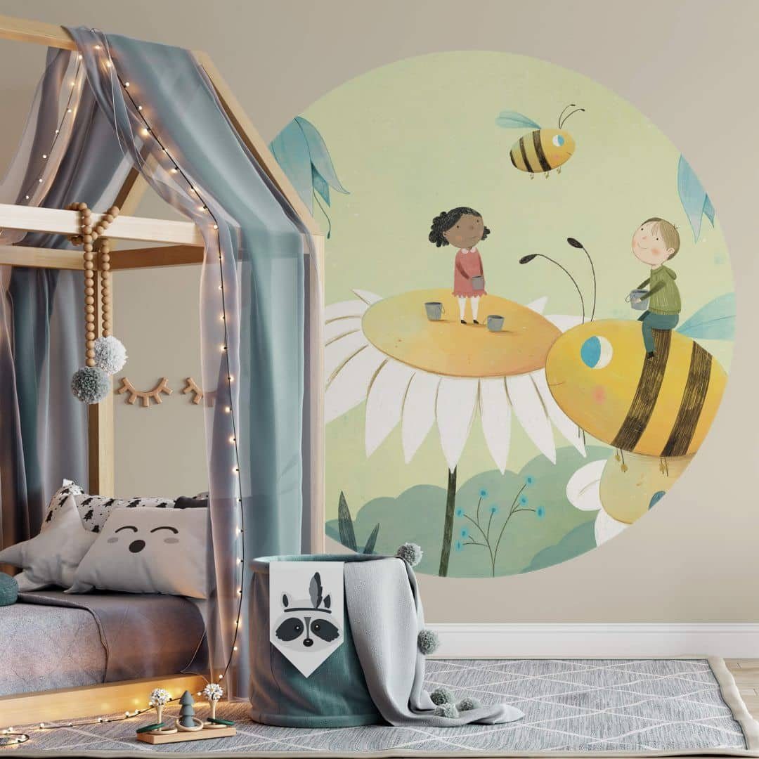 K&L Wall Art Fototapete »Runde Fototapete Loske Honig Tapete Bienen Freunde  Vliestapete Kinderzimmer Deko«, Honigbienen online kaufen | OTTO