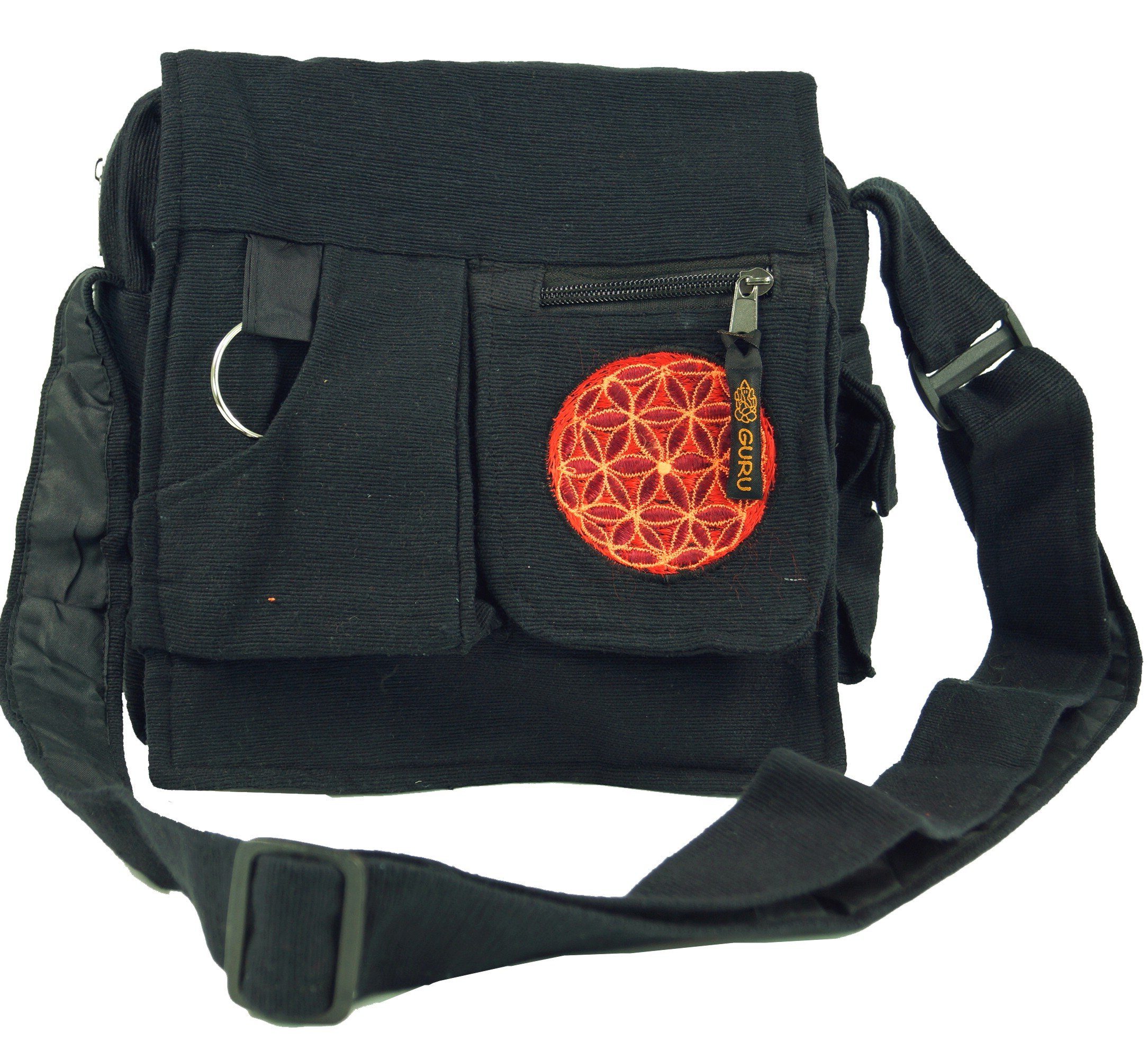 Schultertasche Schultertasche, Hippie Tasche - schwarz