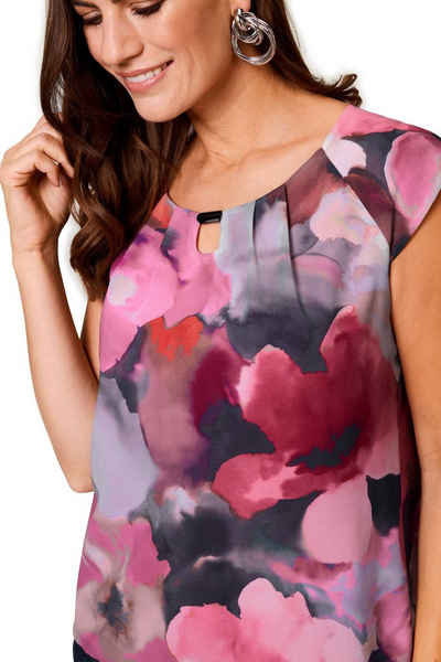 HERMANN LANGE Collection Shirttop Shirttop mit Blüten-Print Zierschließe am Ausschnitt, Flügelärmel, Blüten-Print