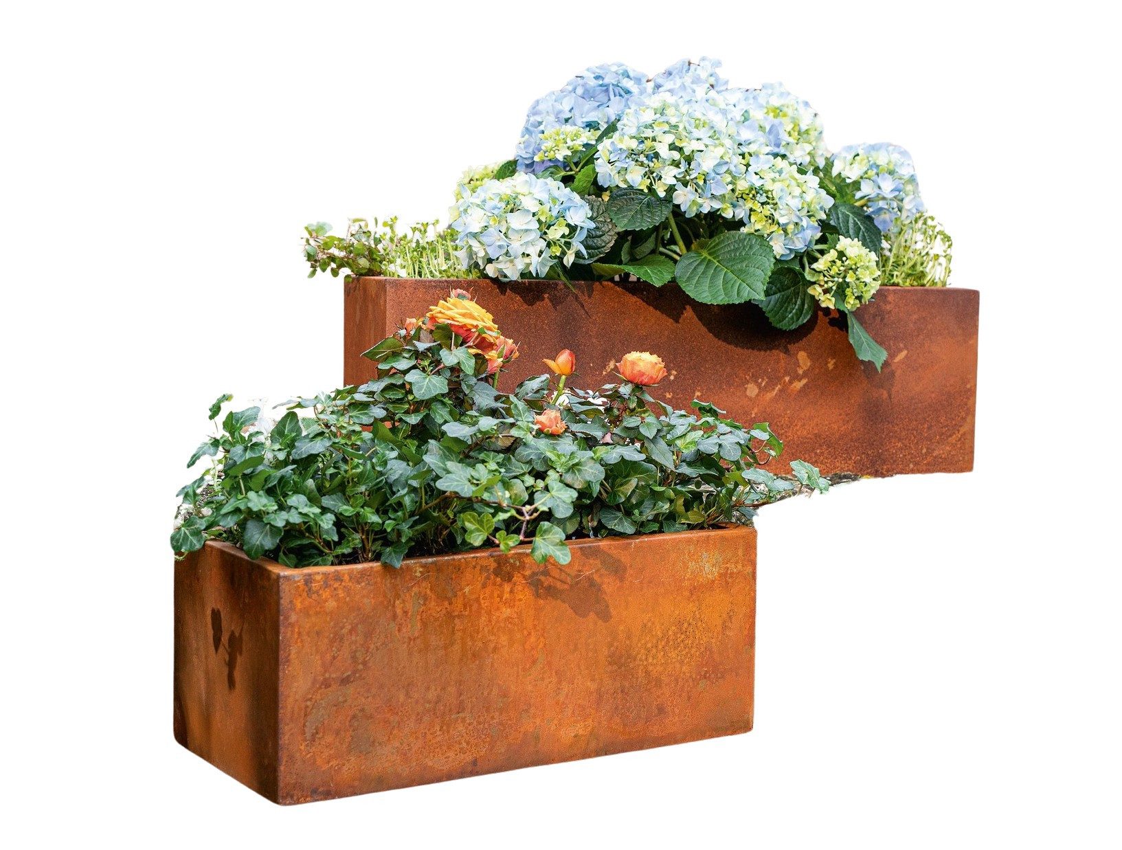 Dekoleidenschaft Blumenkasten aus Metall mit Rost Finish, Outdoor Pflanzkas günstig online kaufen