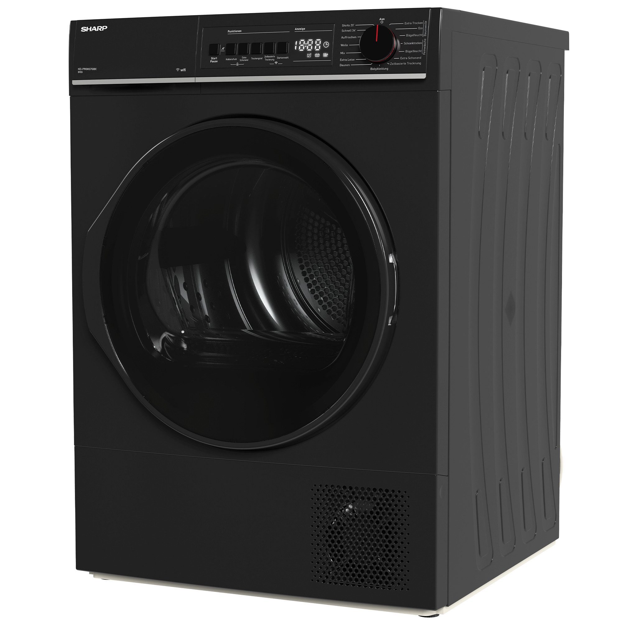 Sharp Wärmepumpentrockner KD-PRO8S7GBC-DE, SoftTouch-Bedienung mit LED-Display, Trommelbeleuchtung, WiFi