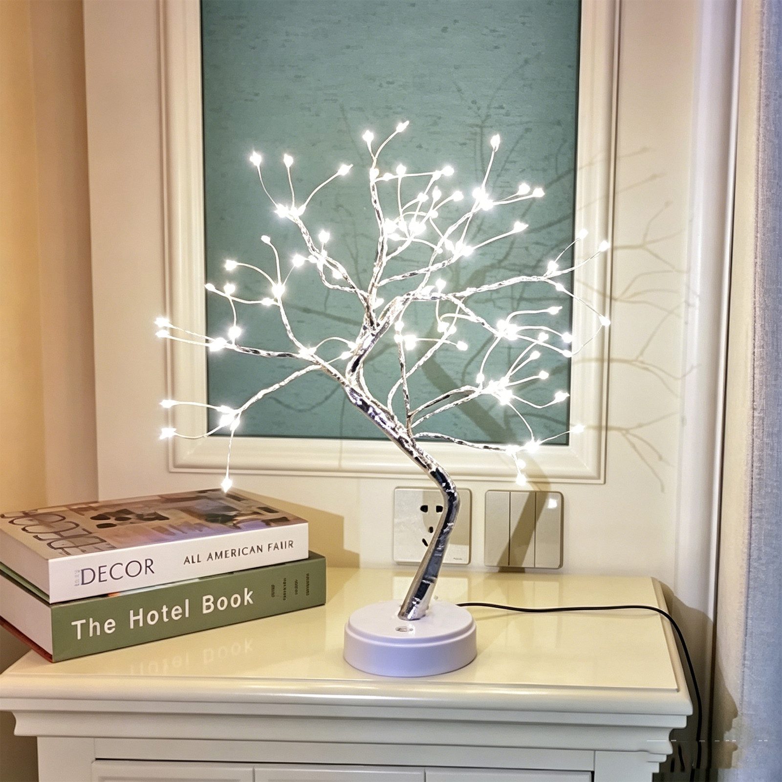 MOPUEA Dekolicht LED Dekolicht Bonsai Baumlampe 108 LEDs USB Tischlampe Dekoration, 108 LEDs flexibel USB Batterie Touch warm dekorativ