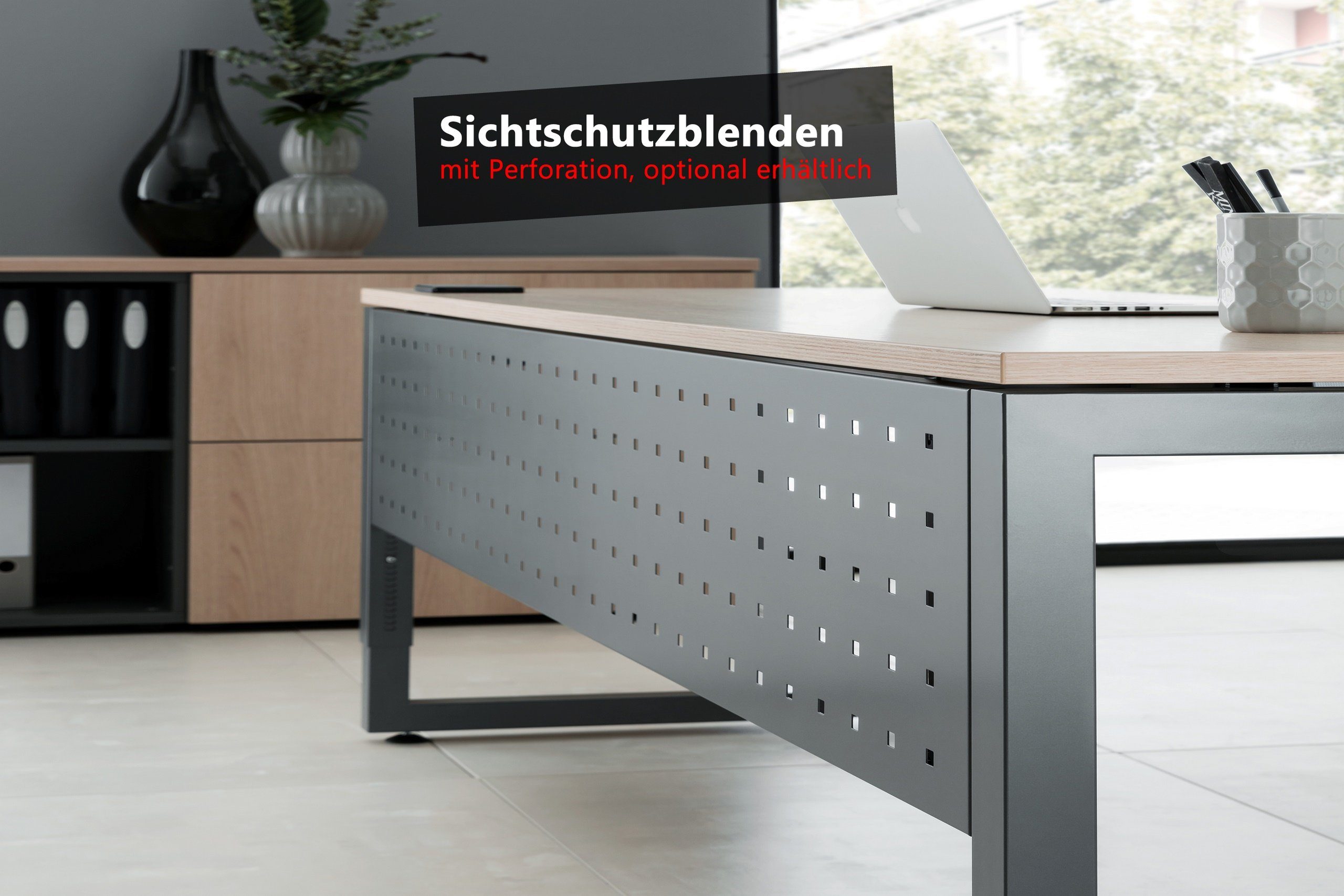 bümö Silber 120 - 200 Gestell: Schreibtisch Schreibtisch - Serie-R, x Eiche cm Dekor: Eckform: