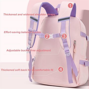 AOYATE Schulrucksack Schulrucksack für Mädchen, hohe Kapazität, wasserdicht, Klasse 1-6