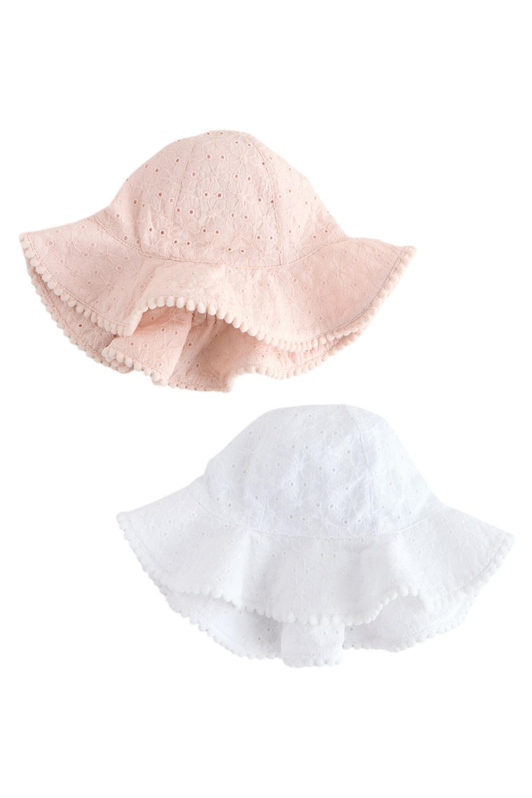 Fischerhut Baby Sommerhüte mit Lochstickerei, 2er-Pack