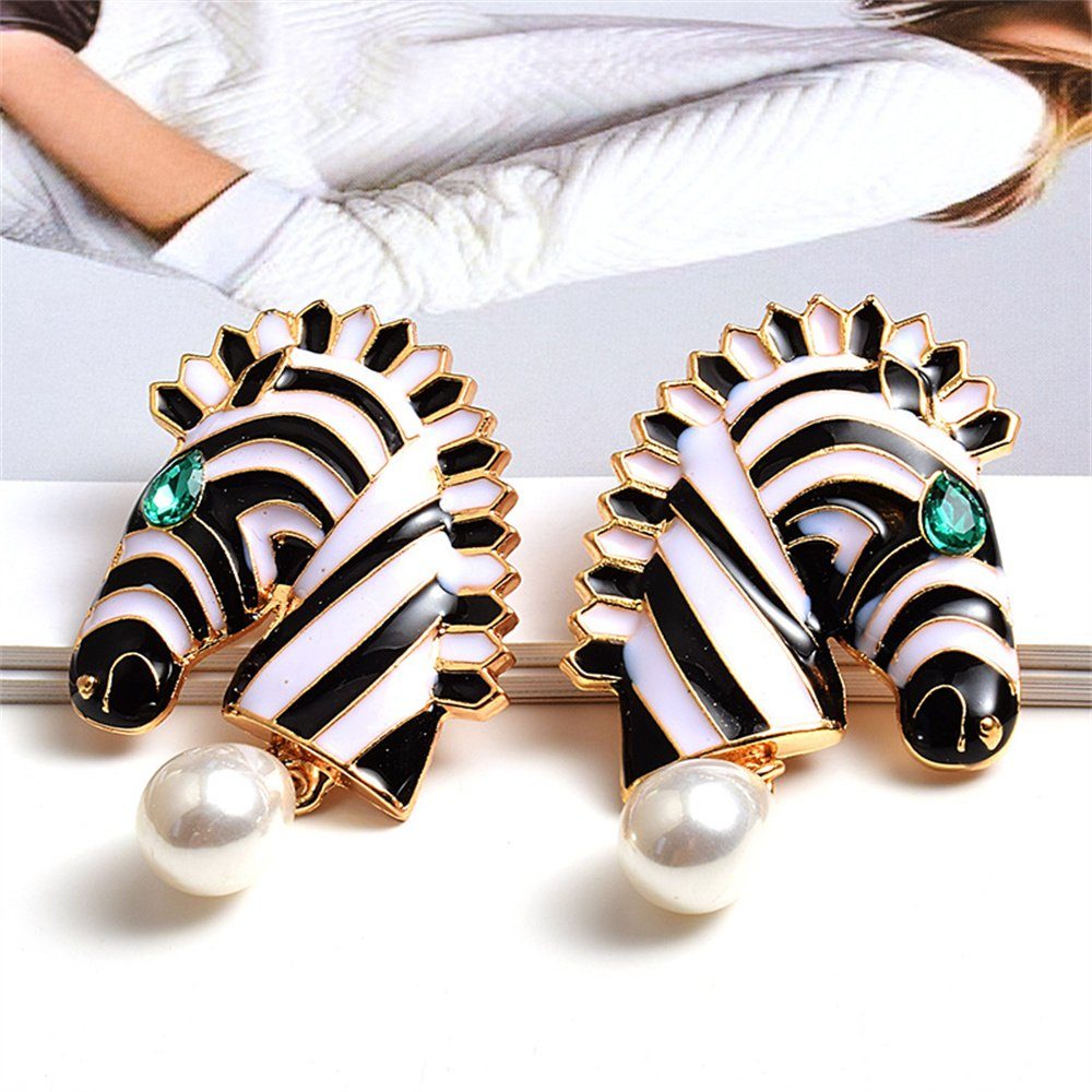 Einzigartige Ohrhänger Zebra mit Paar Ohrringe Walser Metalldekoration Perlenanhängern Ohrringe,