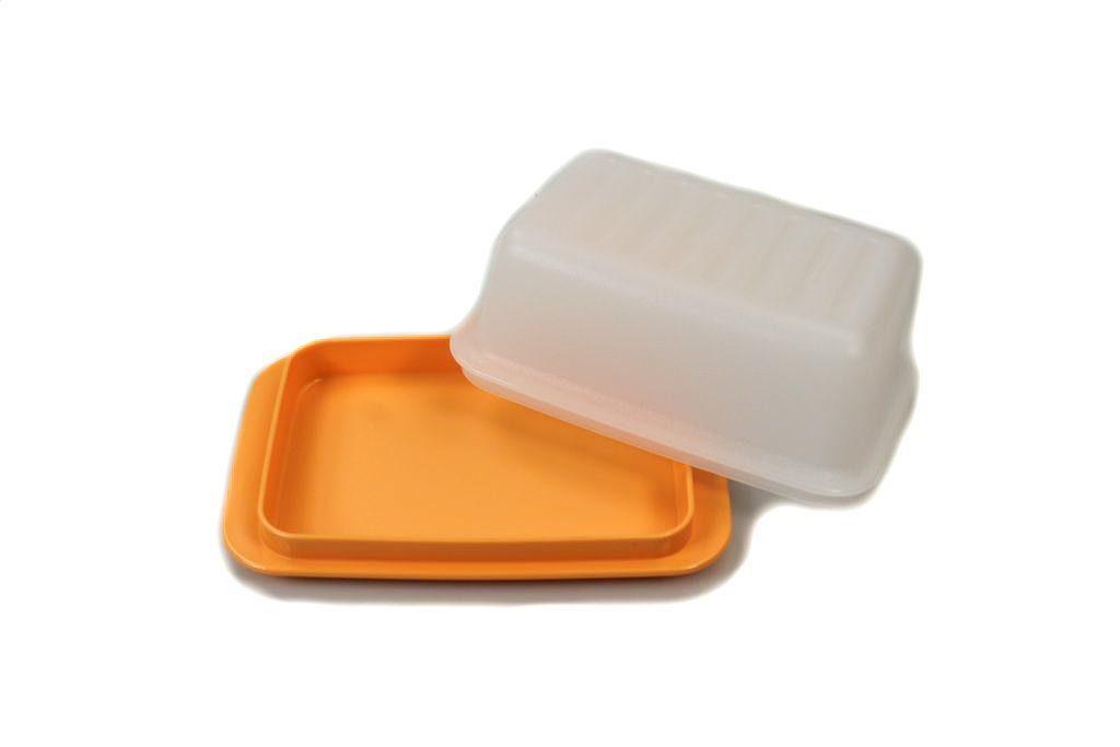 TUPPERWARE Butterdose Butterdose Butterschatz weiß orange Kühlschrank