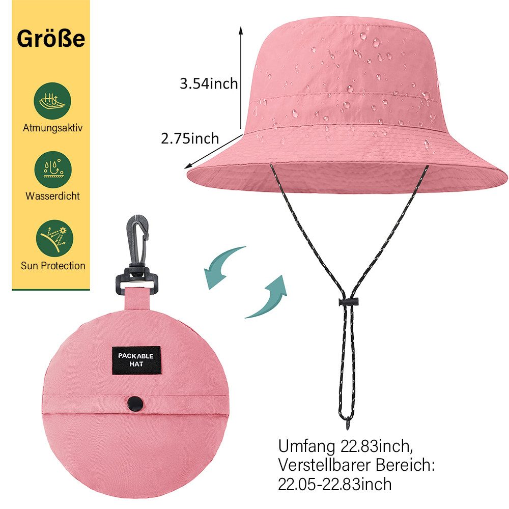 MOPUEA Sonnenhut Sonnenhut Unisex Damen- und Herren-Anglerhut (1 Stück) UV Schutz (1-St., khaki/brau/grün/lila) Faltbarer wasserdichter Fischerhut mit breiter Krempe für Sommer Regen