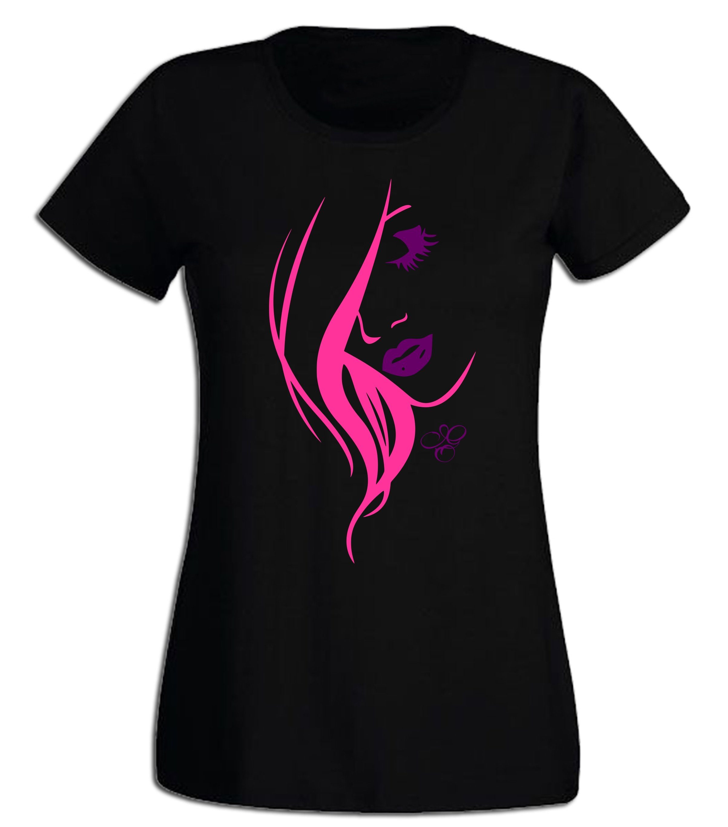 G-graphics T-Shirt Ladyface Slim-fit Damen T-Shirt aus unserer Pink-Purple- günstig online kaufen