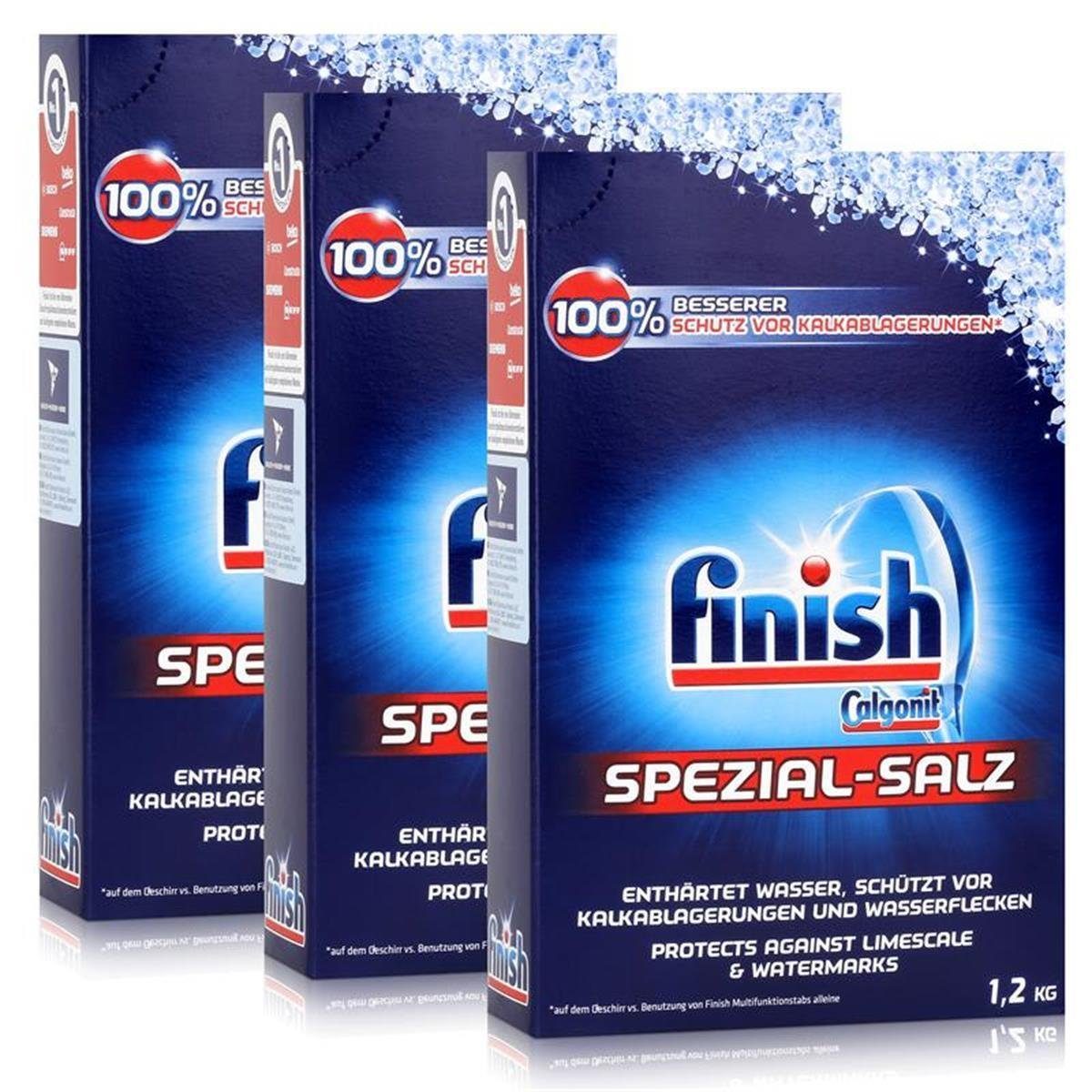 FINISH Calgonit Finish Spülmaschinen Spezial-Salz 1,2kg – Enthärtet Wasser (3 Spülmaschinenreiniger