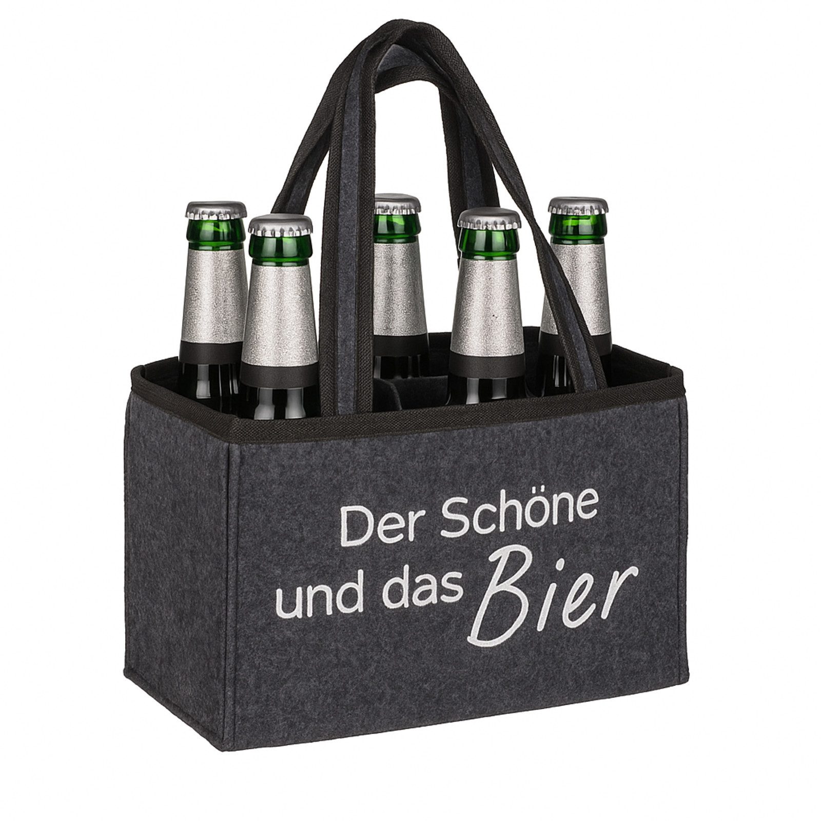 Tragetasche Flaschentasche Filz 6 Fächer Der Schöne und das Bier Tragetasche