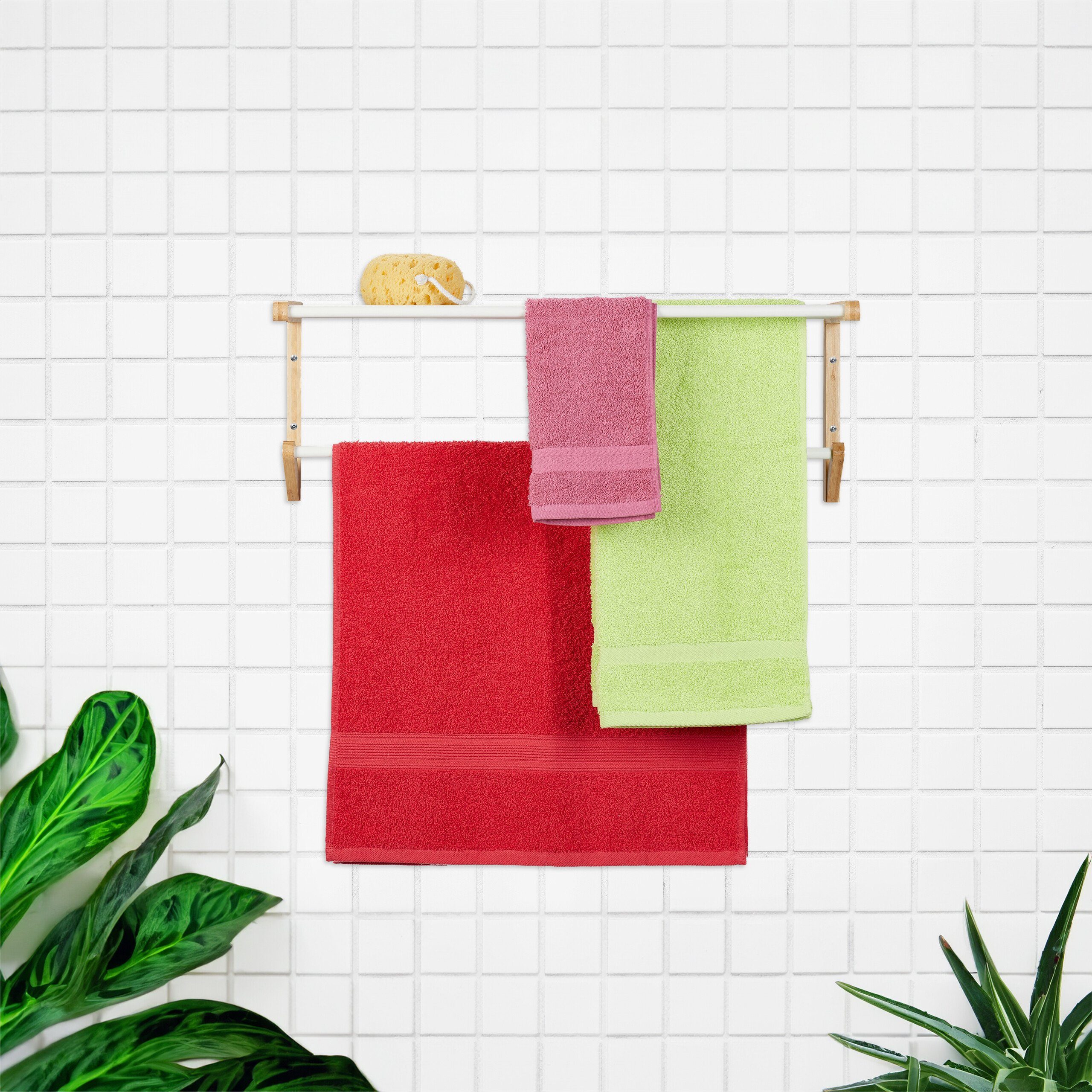 relaxdays Handtuchhalter Bambus Handtuchhalter für die Wand günstig online kaufen