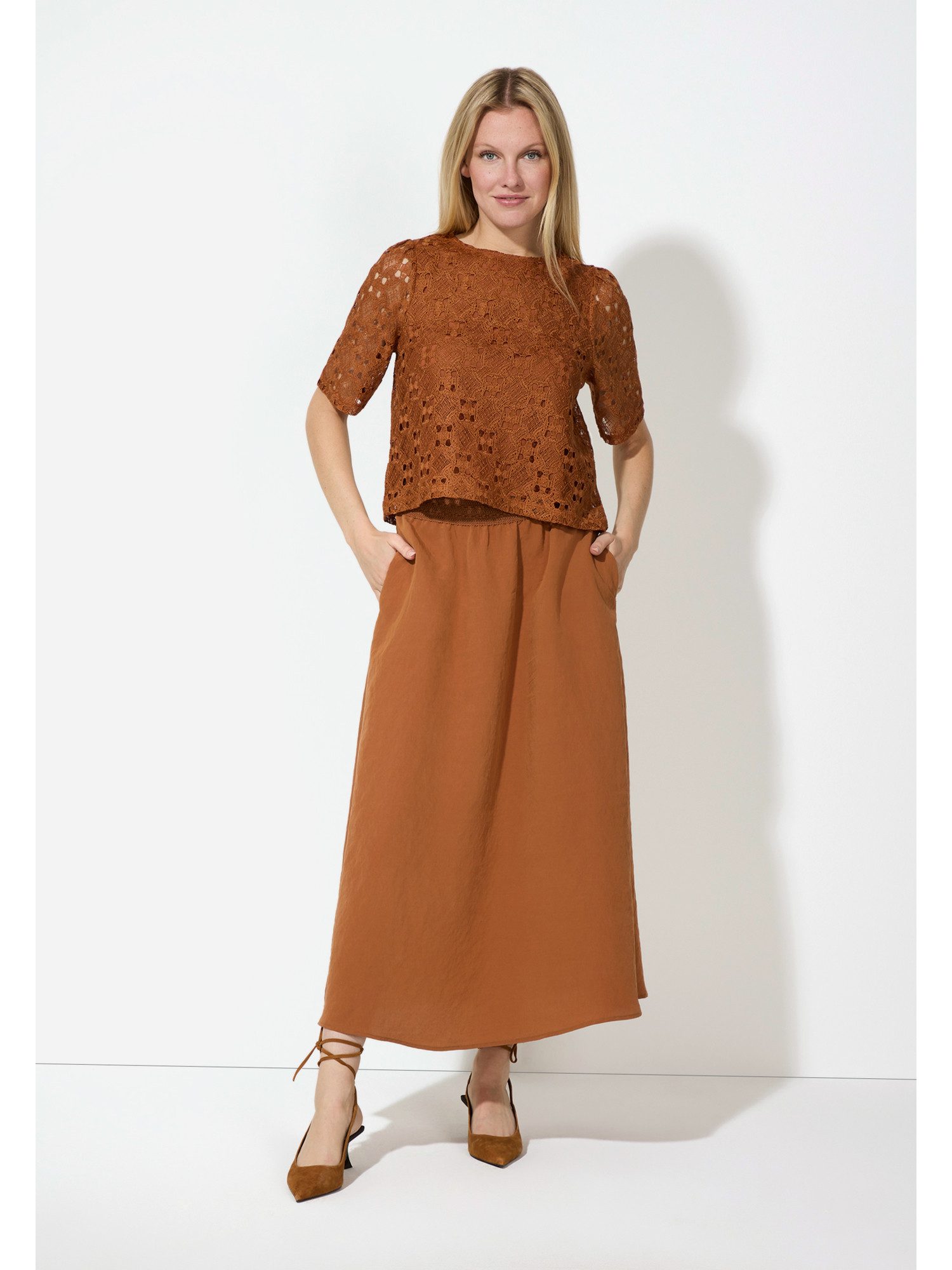MORE&MORE Kurzarmbluse Spitzenbluse günstig online kaufen