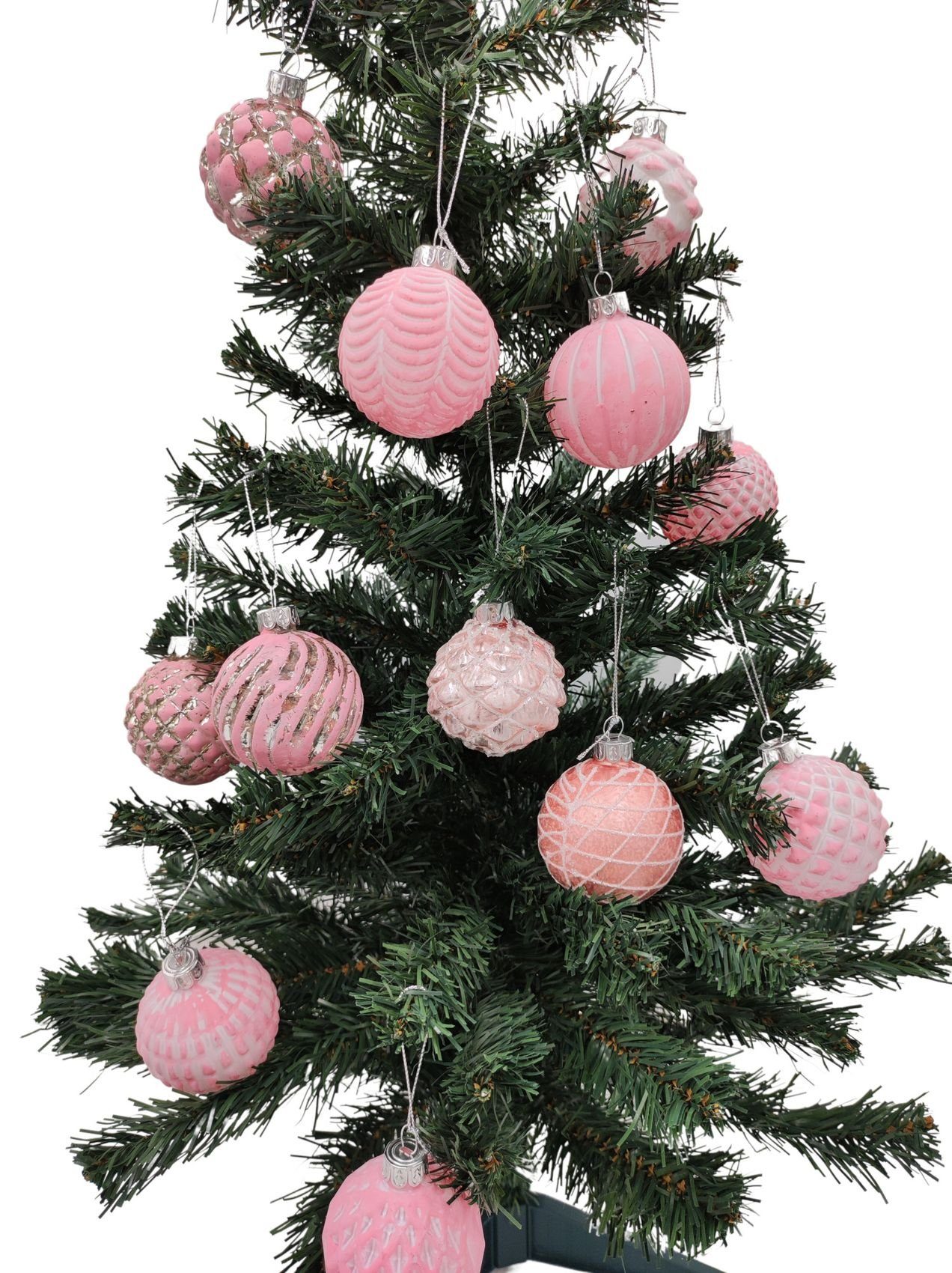 BURI Weihnachtsbaumkugel »GlasWeihnachtsbaumkugeln rosa 12erSet 6cm