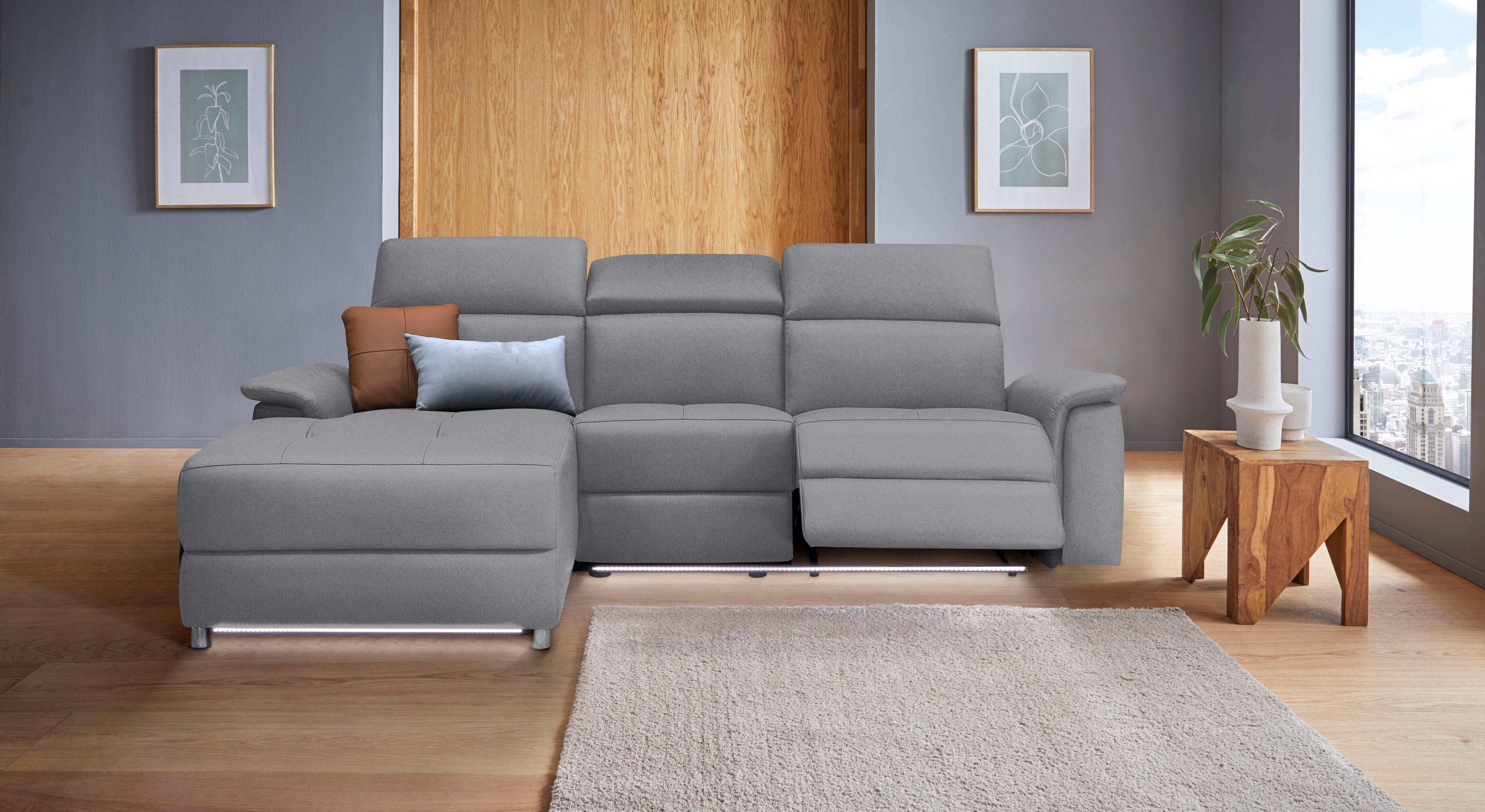 Home affaire Ecksofa Pareli, L-Form, 259cm,m. Recamiere, Echtleder, Kunstle günstig online kaufen