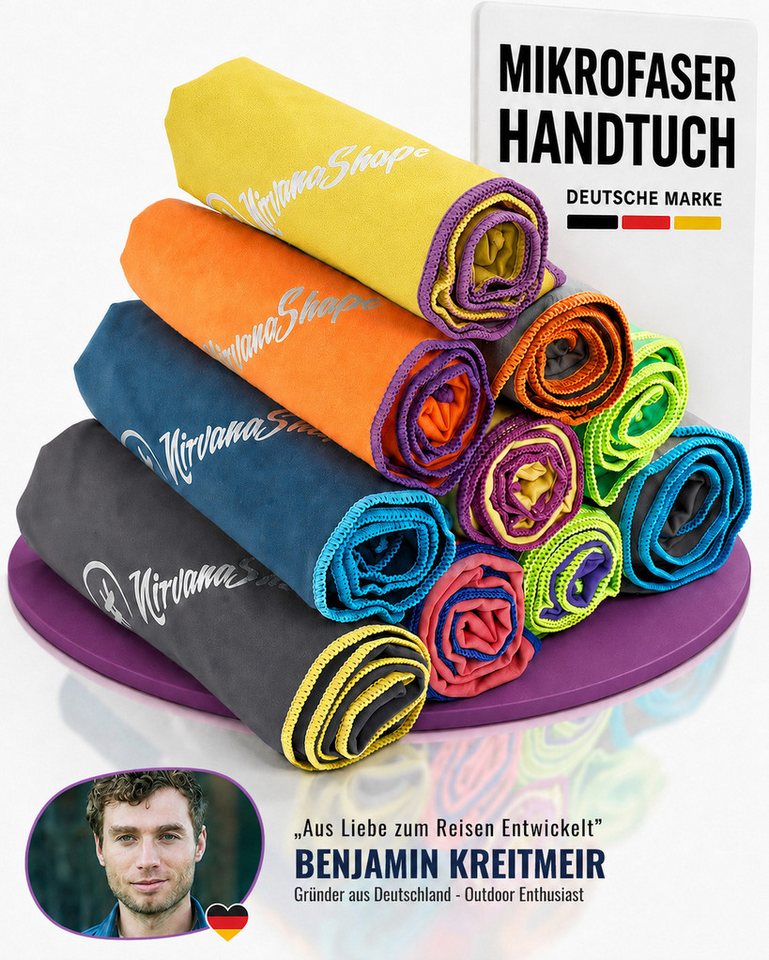 NirvanaShape Sporthandtuch Mikrofaser Handtuch, Badehandtuch, Reisehandtuch, Sporthandtuch, saugfähig, leicht, schnelltrocknend, für Reisen, Fitness, Yoga, Sauna