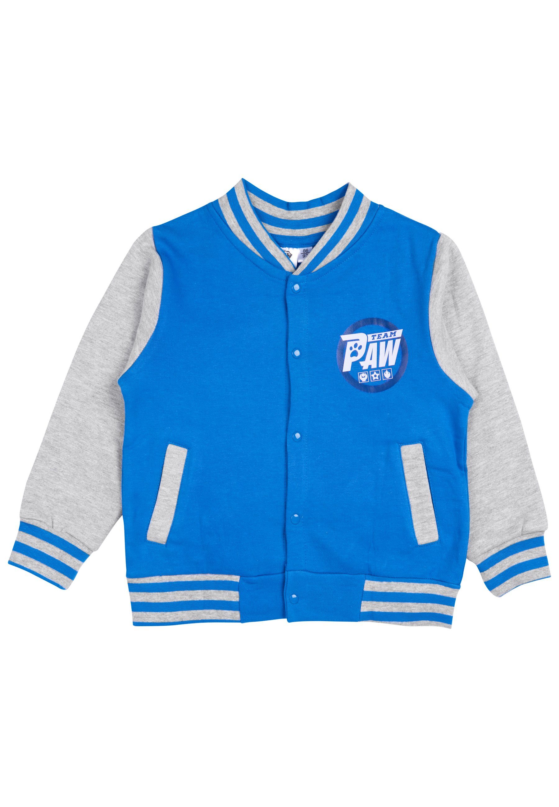 Baseball - Labels® Patrol für Collegejacke Retro Blau/Grau United Jungen Paw Sweatjacke Jacke