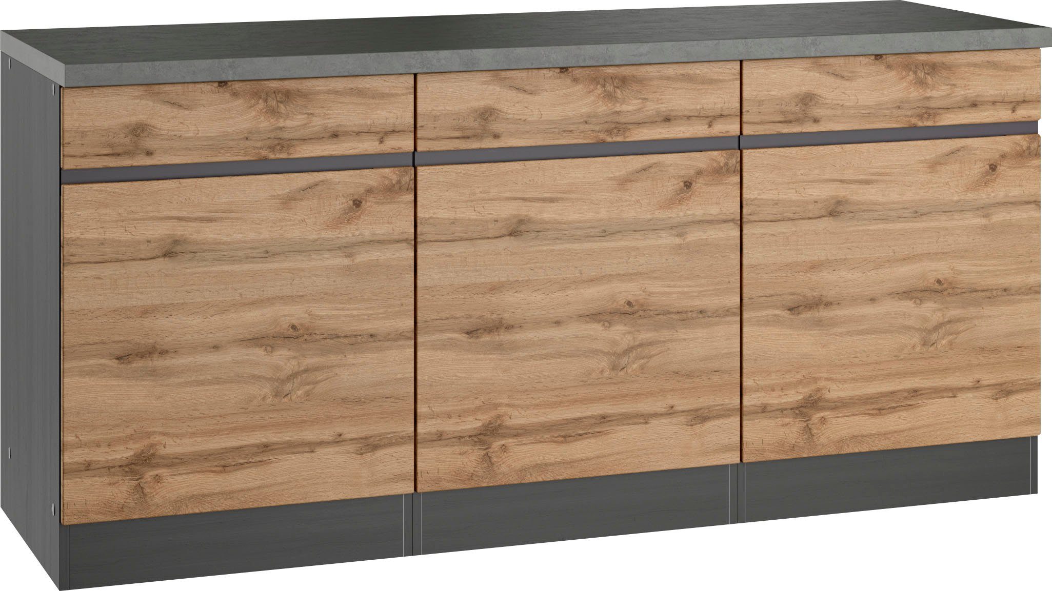 KOCHSTATION Unterschrank KS-Riesa Breite 180 cm, MDF-Fronten