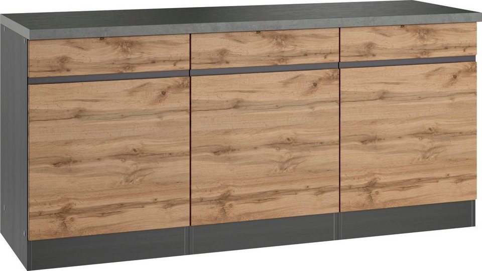 HELD MÖBEL Unterschrank Riesa Breite 180 cm, MDF-Fronten, Zweifarbige  Fronten mit Griffmulde