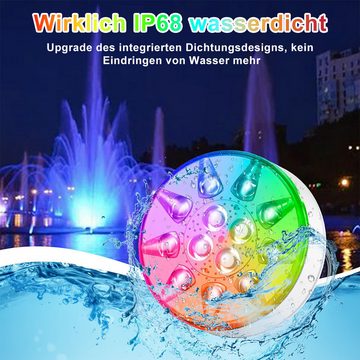DOPWii Pool-Lampe LED-Tauchleuchte, schwimmende Poolbeleuchtung, wiederaufladbar, 16 Farben RGB, IP68 wasserdicht, mit Fernbedienung, Timer