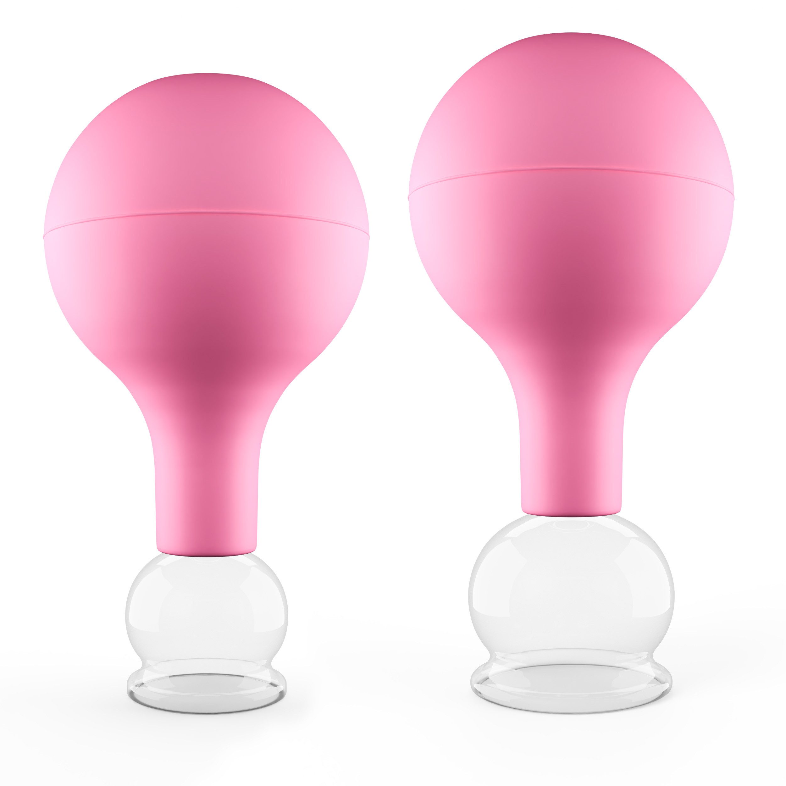 Vakuum-Massager Schröpfgläser Set aus Echtglas 2 Stück 2,5cm und 3,2cm Pink