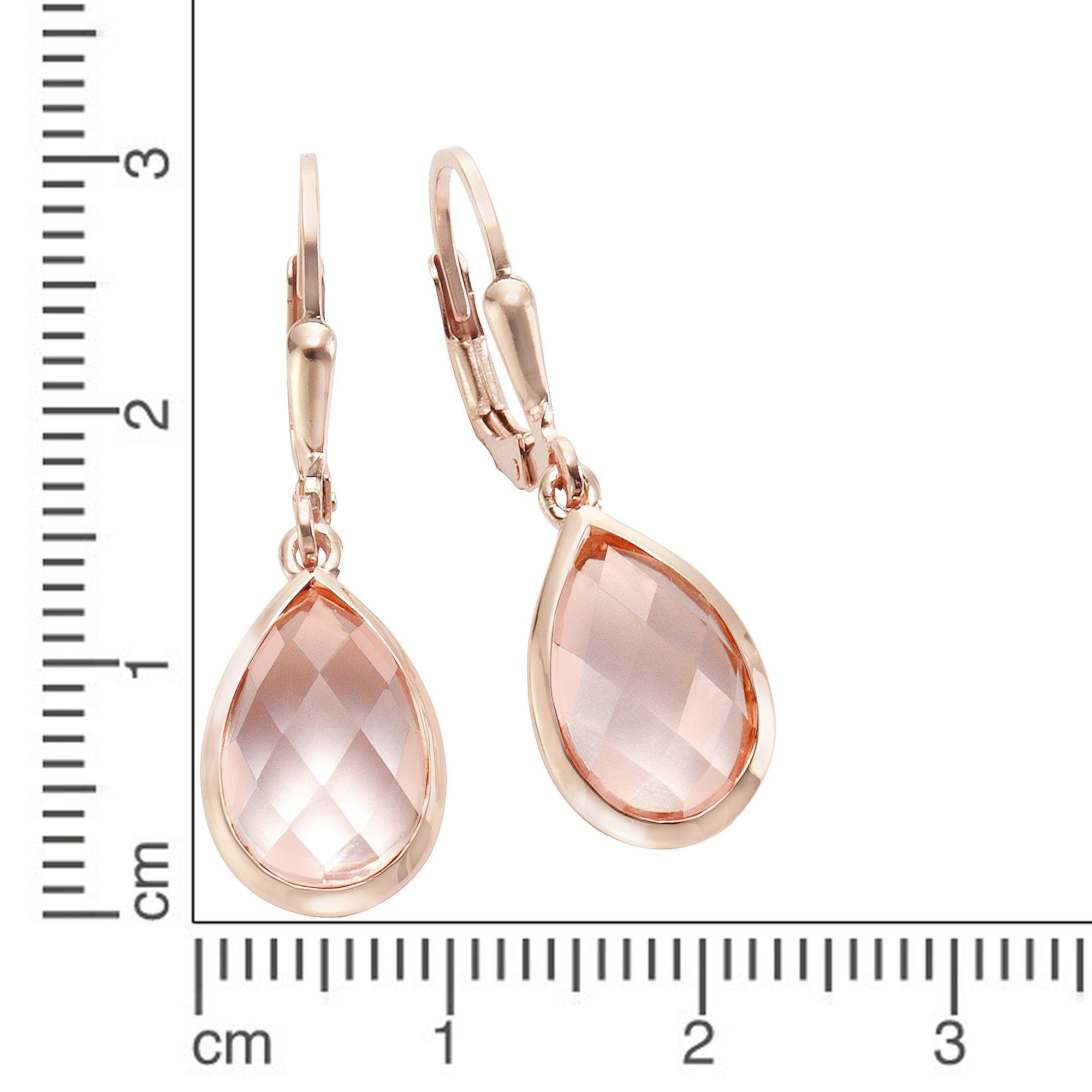 Jamelli Paar Ohrhänger Silber 925 rosé-vergoldet mit echten Rosenquarz-Trop günstig online kaufen
