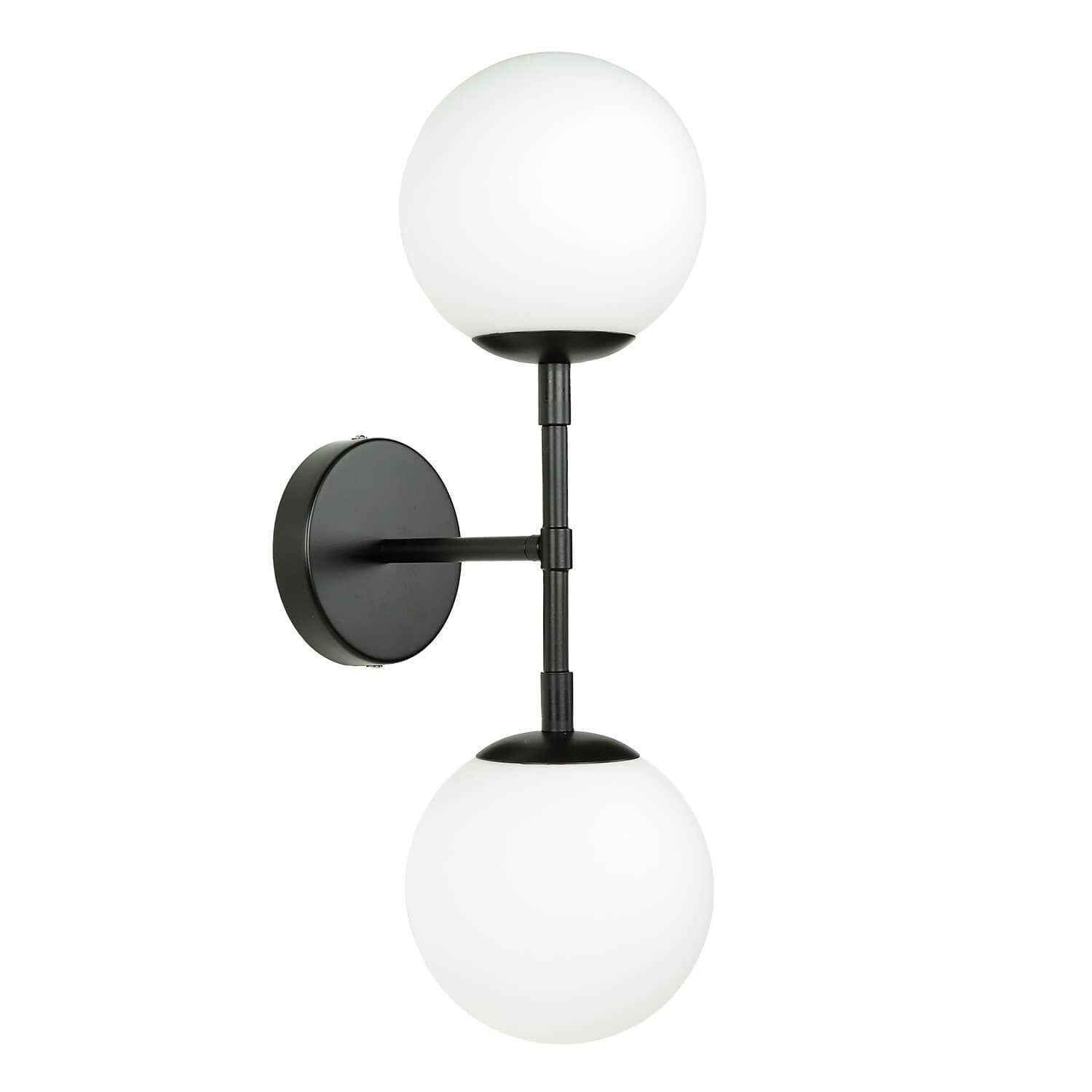 Wandlampe Badezimmer Glas ANTON, Licht-Erlebnisse Wandleuchte Kugelschirm Leuchtmittel, ohne Schwarz Weiß
