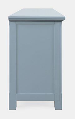 Livin Hill Kommode Avola, Akazienholz, steinblaue Farbe, Spiegeltüren mit Sprossen