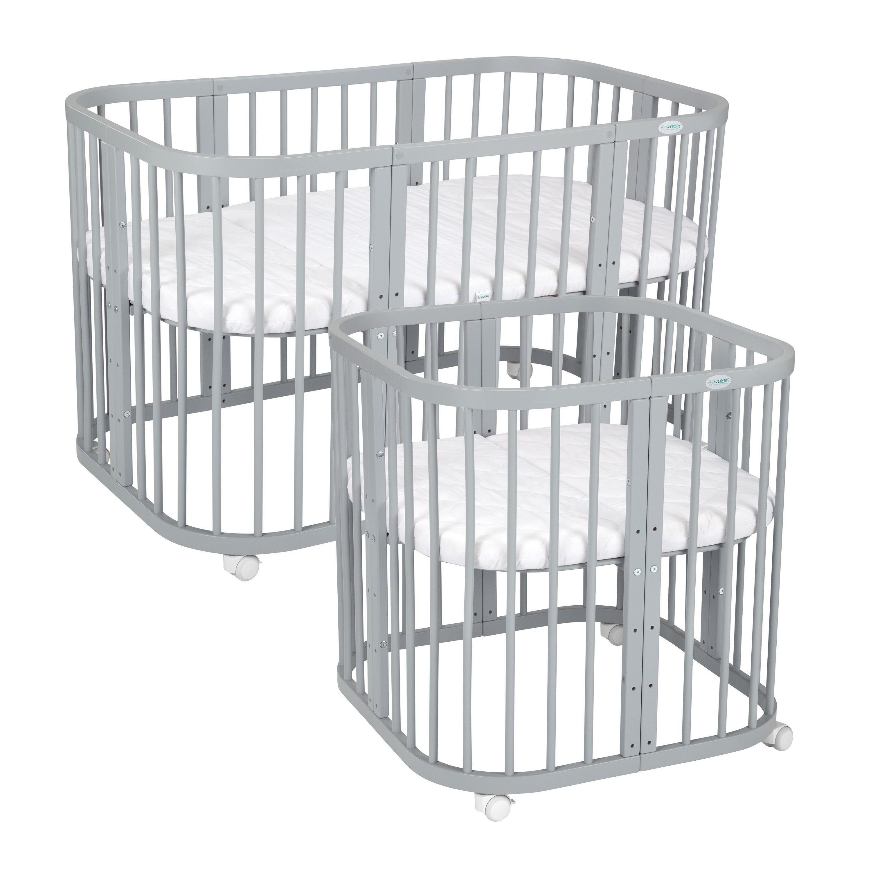 Waldin Babybett Mobiles Babybett aus Holz 7in1 mit Matratze, mitwachsend günstig online kaufen