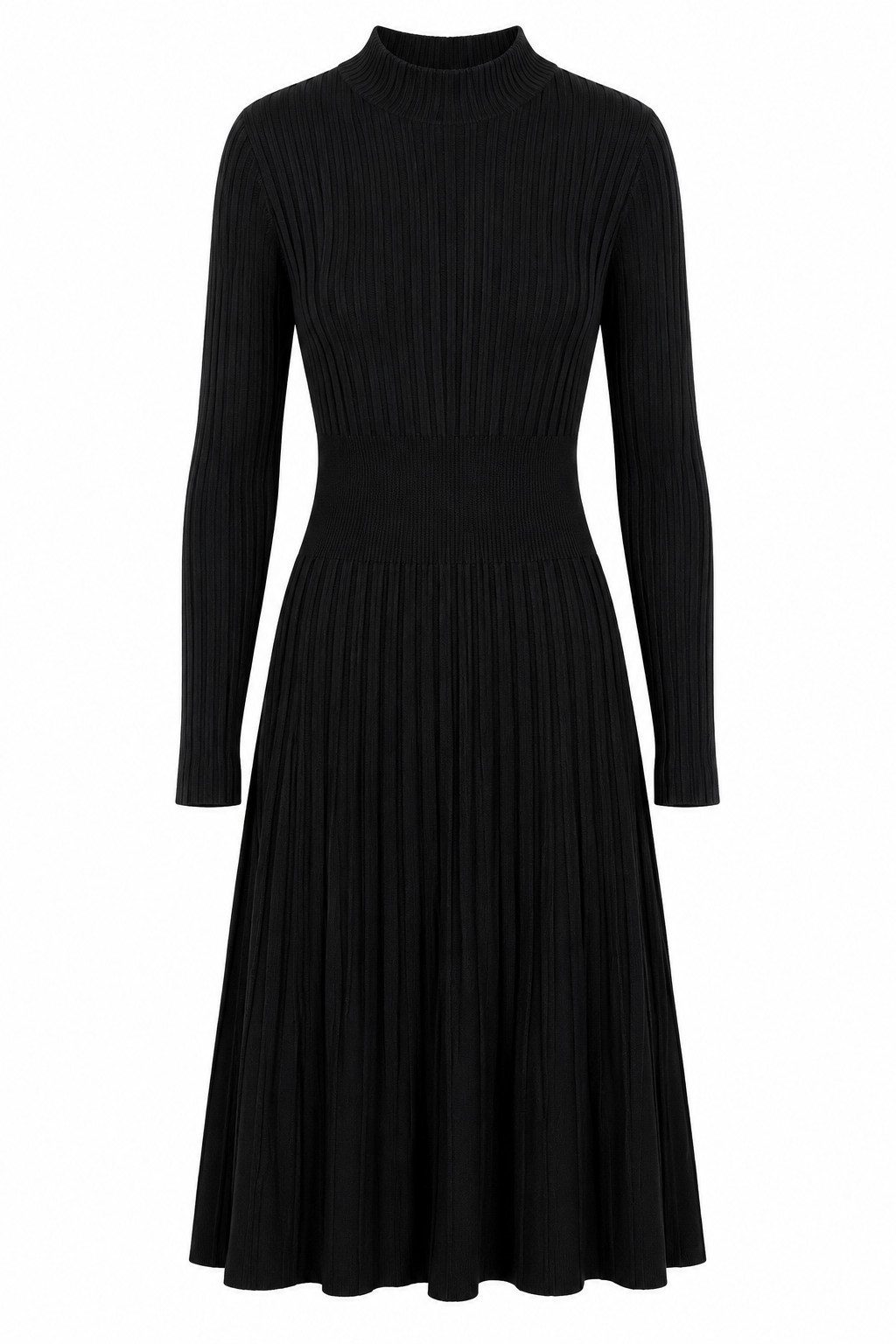 ITALY VIBES Strickkleid - Kleid - langarm - Midikleid mit Stehkragen Damen - ITALY VIBES ONE SIZE / passend für Größe XS - M