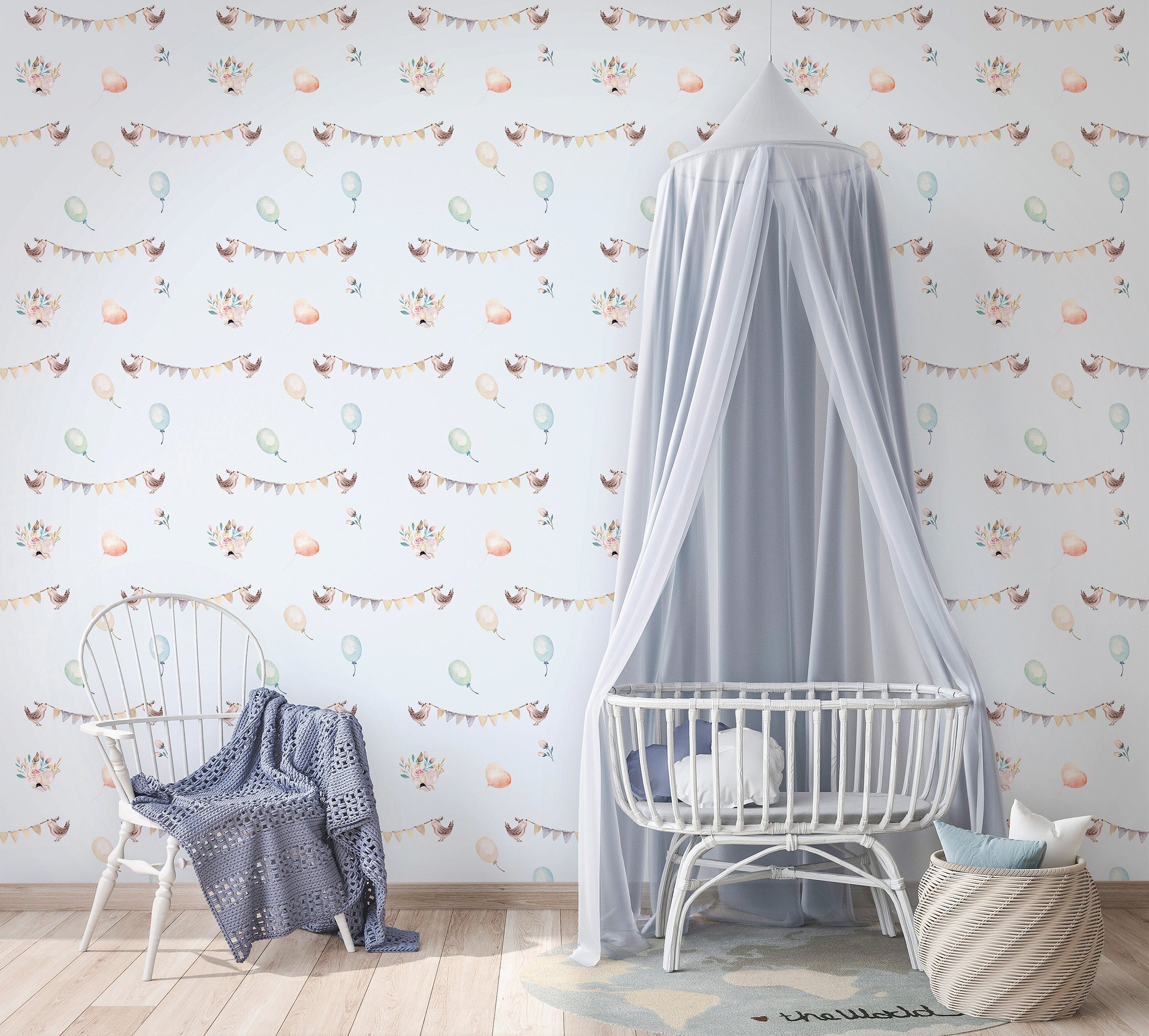 Marburg Kindertapete, matt, (1 St), Vögel, moderne Tapete für Wohnzimmer Schlafzimmer Küche
