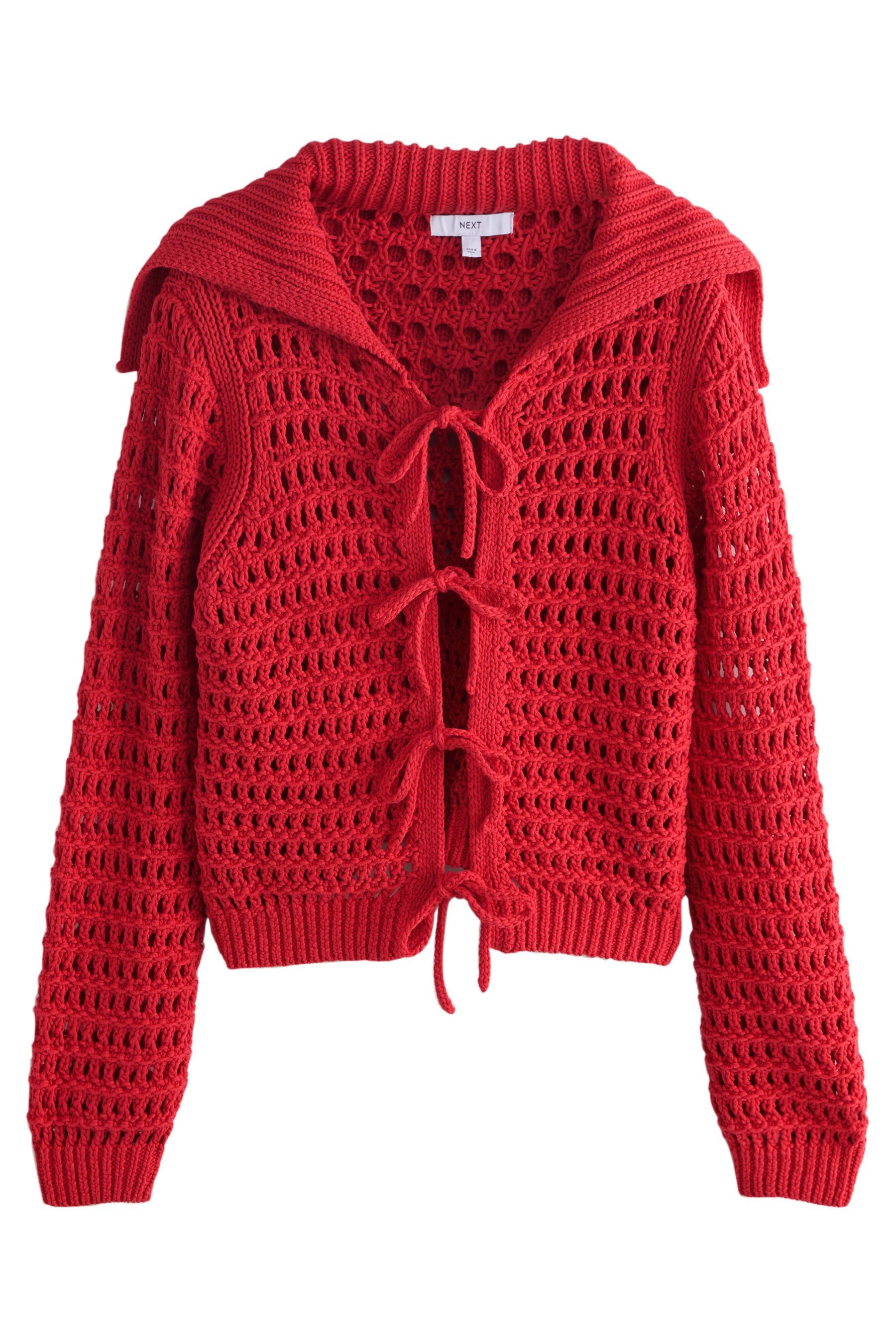Next Strickjacke Strickjacke mit Matrosenkragen + Mesh (1-tlg)