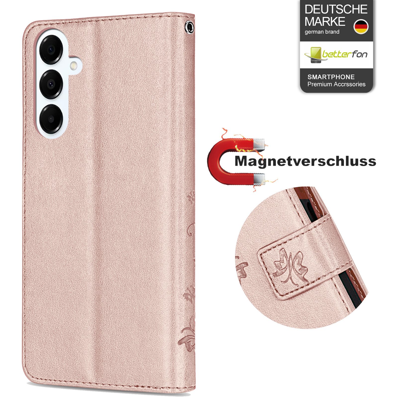 betterfon Handyhülle Handytasche für Samsung Galaxy A17 5G Klapphülle mit Kartenfächern, Bookstyle-Hülle mit Magnetverschluss, Smartstand & Kunstleder