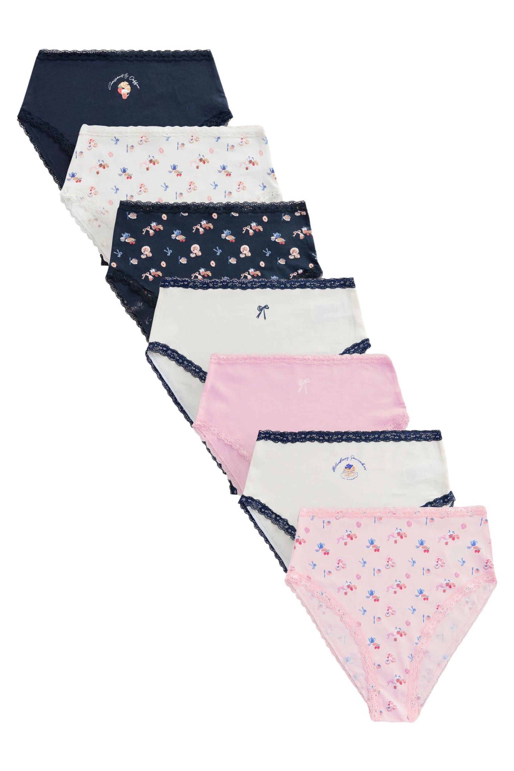 Slip Hochbundslips mit Spitze und hohem Bein, 7er-Pack
