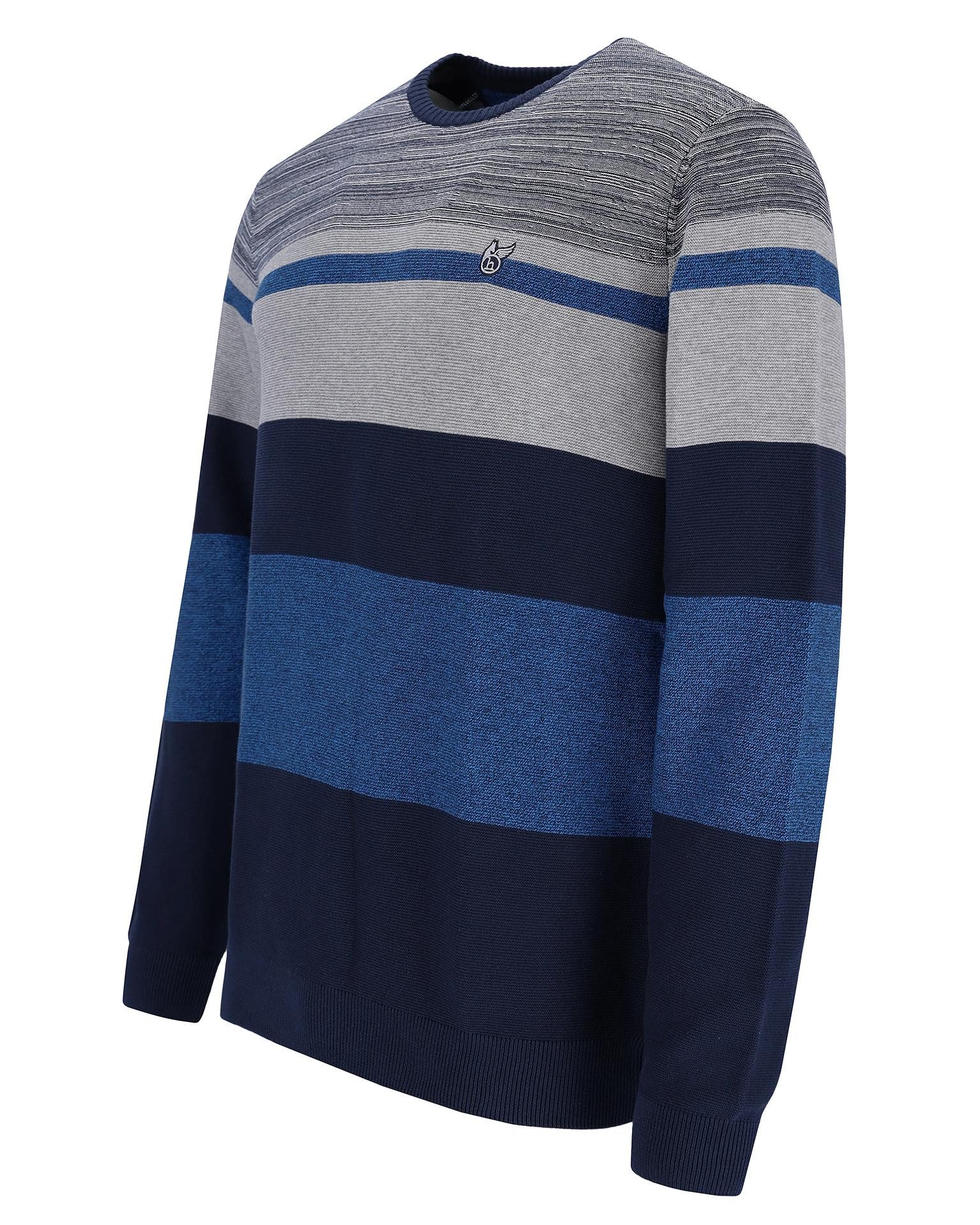 Hajo Rundhalspullover Gestreifter Rundhals-Pullover in Effektgarn günstig online kaufen