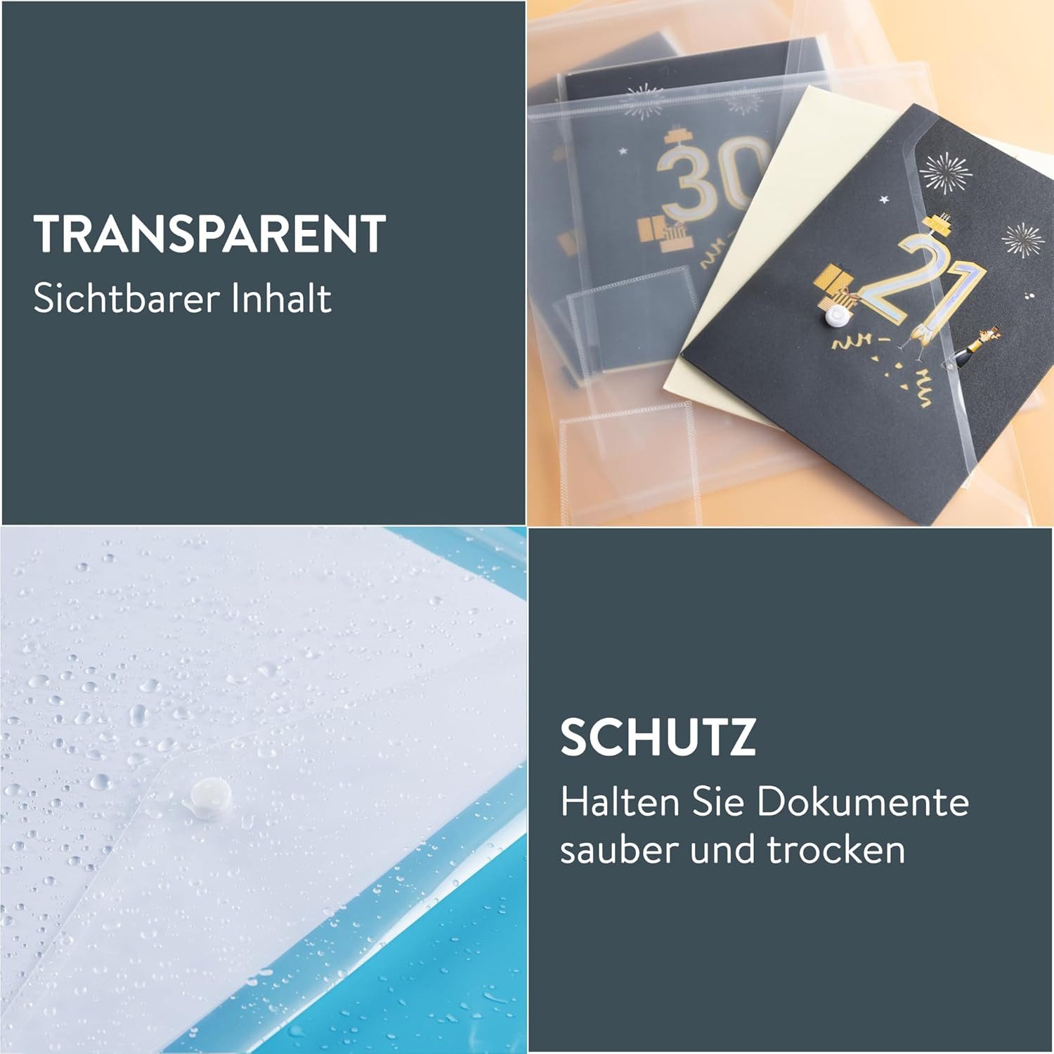 H&S Konferenzmappe H&S 30er Dokumentenmappe A4 transparent mit Druckknopf – Bild 5 von 5