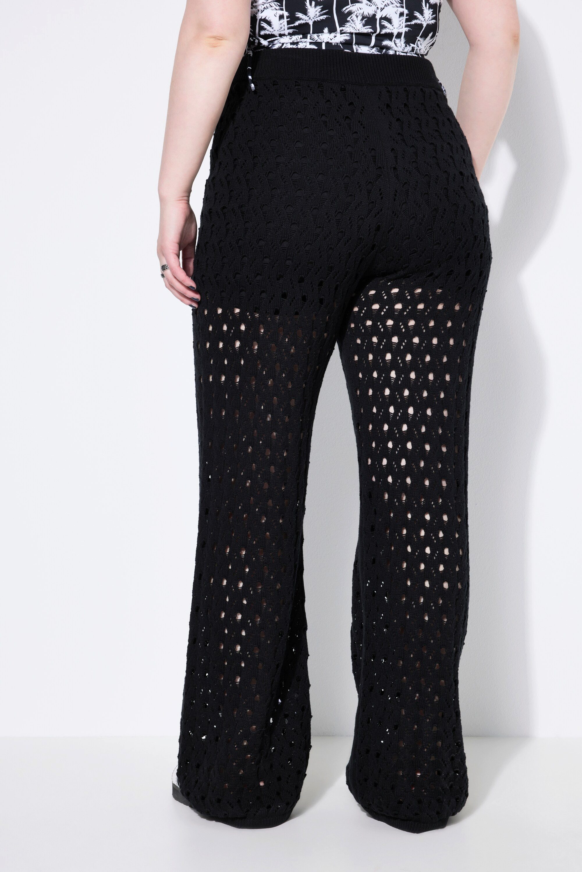 Studio Untold Schlupfhose Hose Straight Legs Strick mit Lochmuster