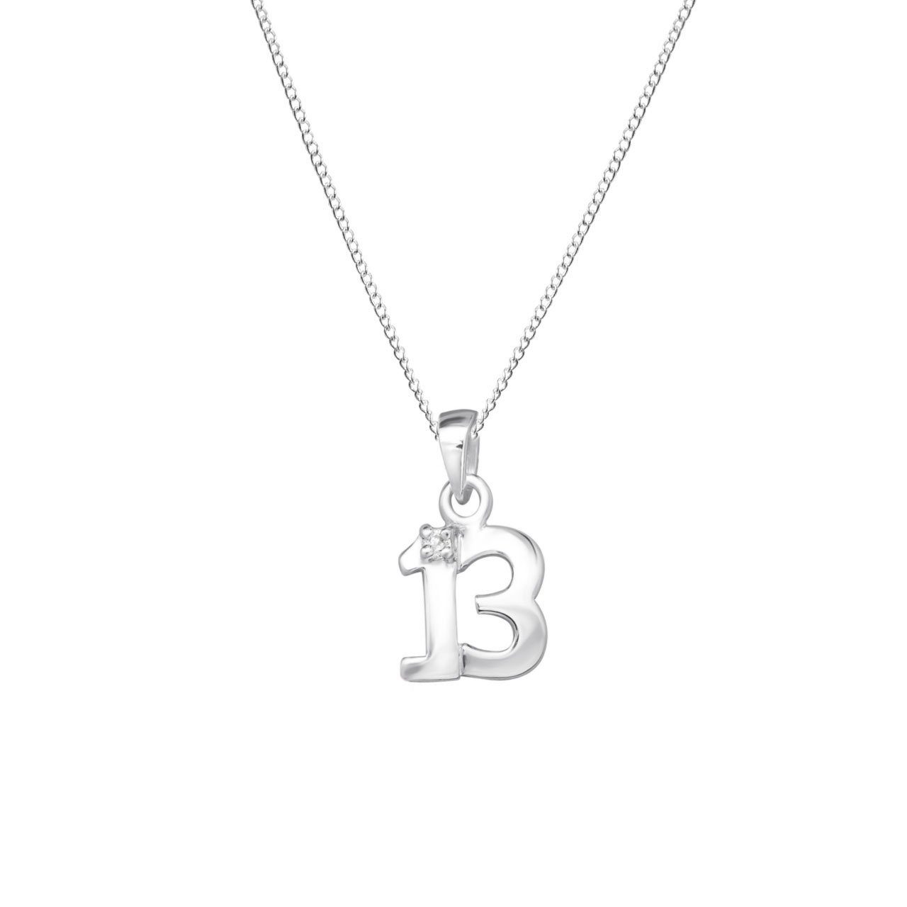 Kette mit Anhänger 13! mit Zirkonia, 2-tlg.