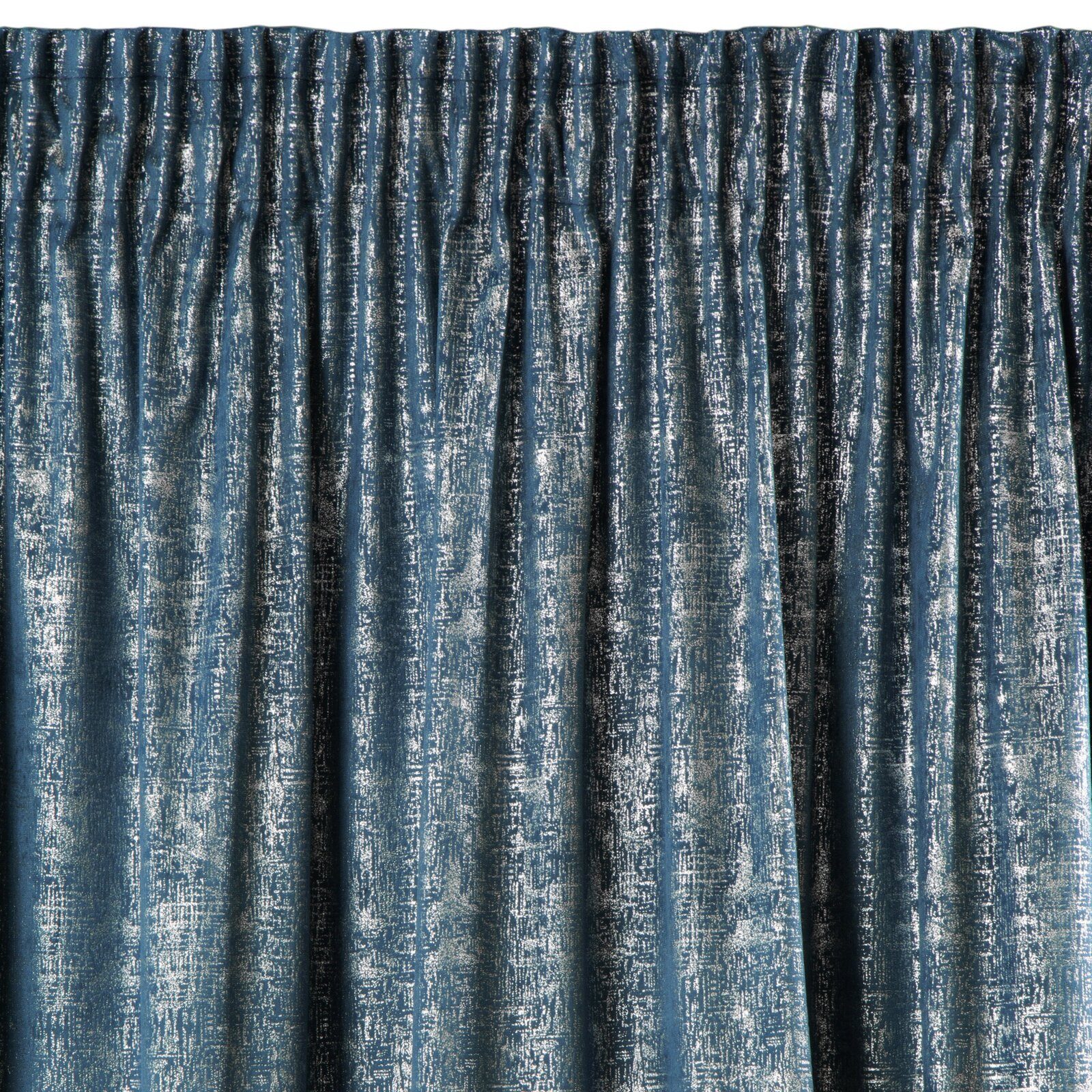 ZYPERN, Vorhang Muster, Kräuselband, 140x270, Blickdicht, Silbernes Glamour dunkelblau Design91, Glanz,