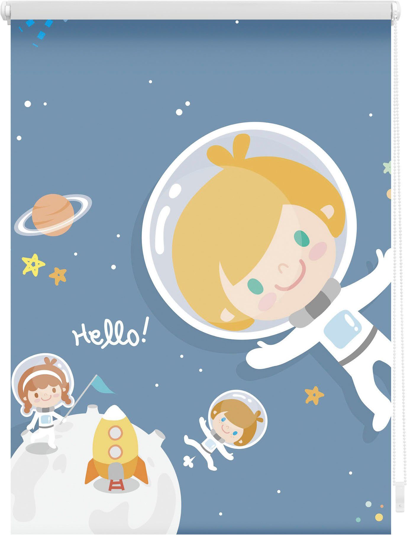 Seitenzugrollo Klemmfix Motiv Astronaut, LICHTBLICK ORIGINAL, günstig online kaufen