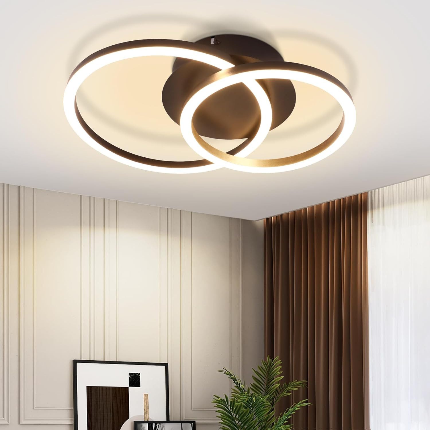 ZMH LED Deckenleuchte Wohnzimmer 2 Ringe Modern Runde Deckenlampe 24W 3000K günstig online kaufen