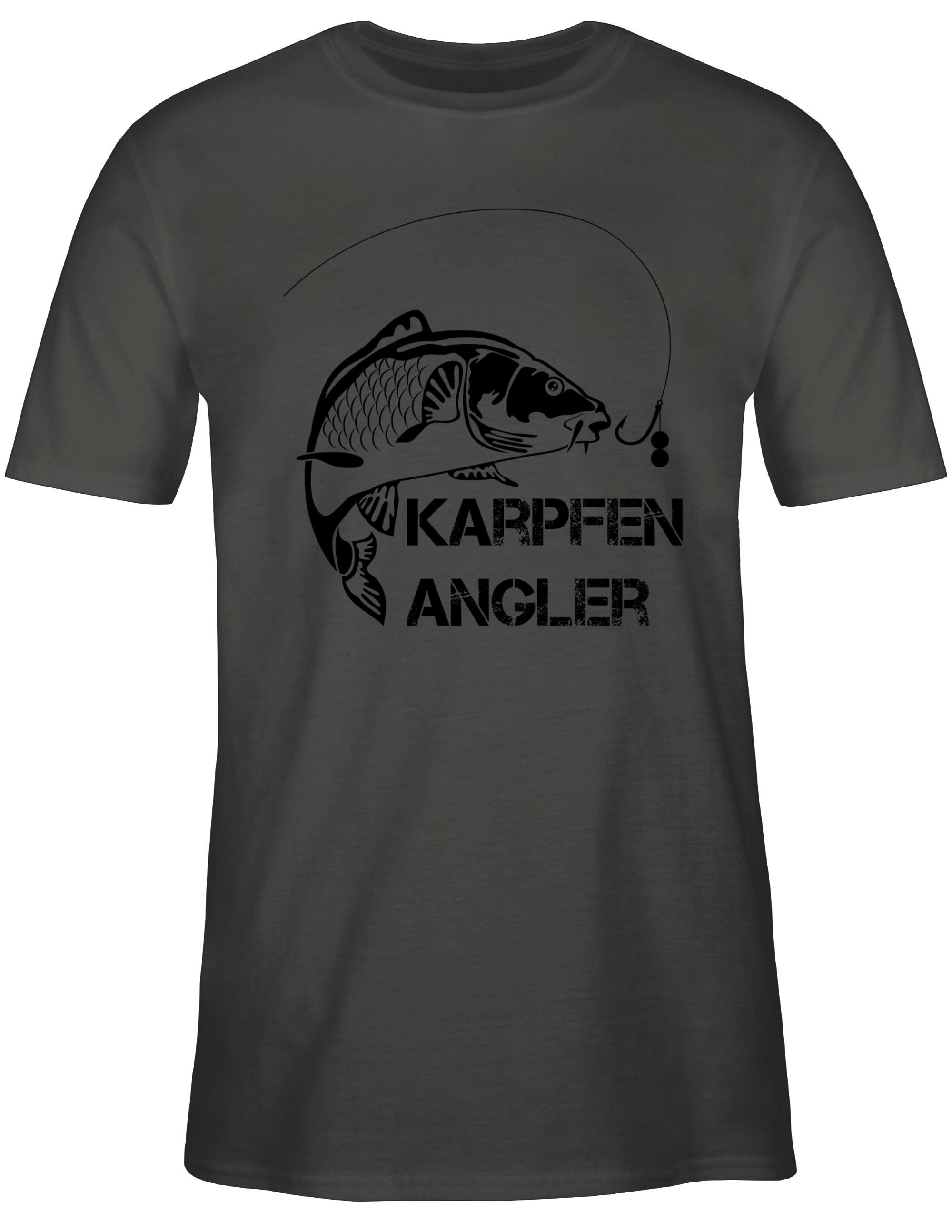 Angler Geschenke Angler T-Shirt Shirtracer 2 Karpfen Dunkelgrau