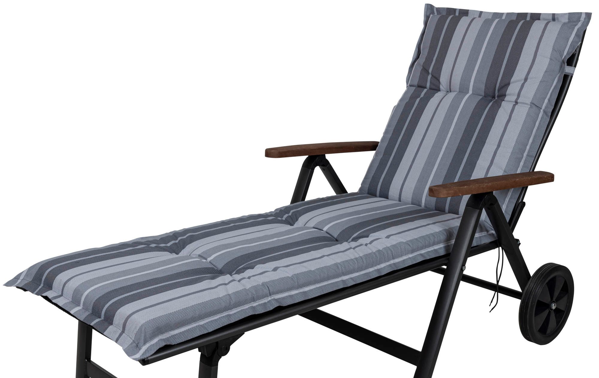 Sun Garden Liegenauflage Rollliege Neckar 20626-710 grau gestreift 187x60x8 cm Sun Garden, (1 St), Halteband verstellbar mit Bindebändern Halteband Gummi