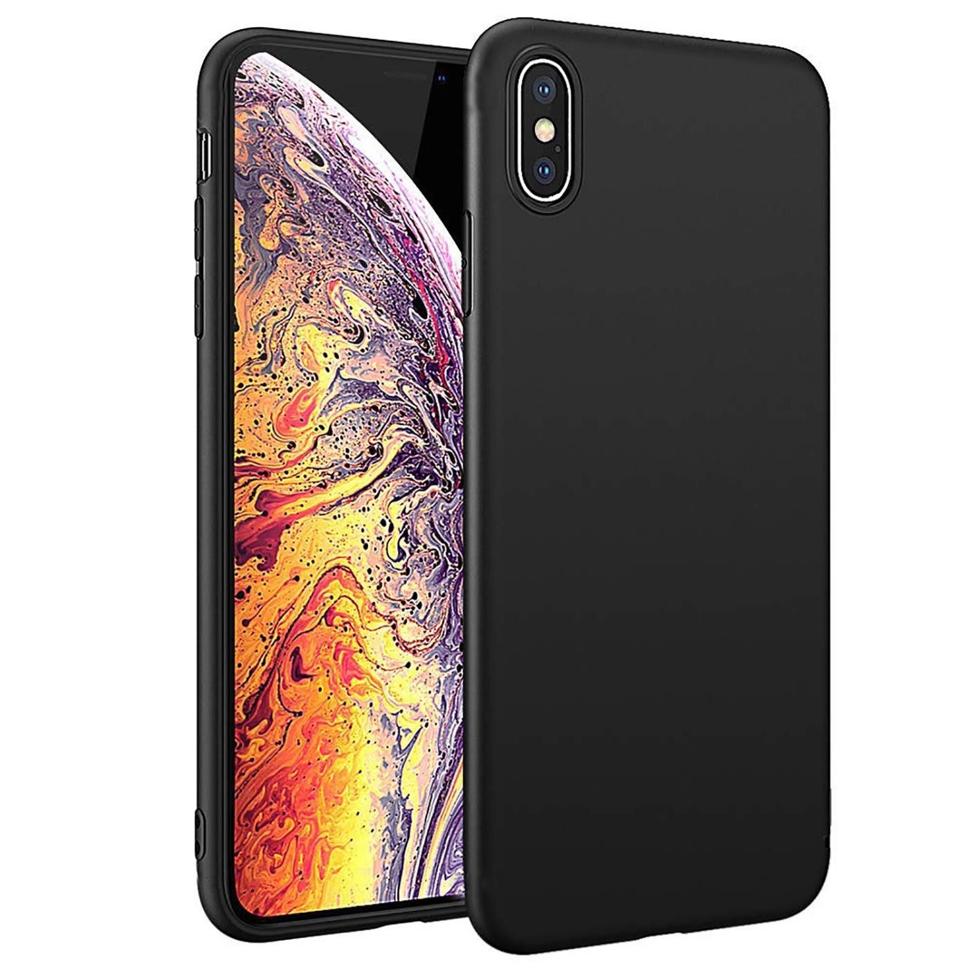 CoolGadget Handyhülle Handy Schutzhülle für Apple iPhone Xs Max matt schwarz 6,5 Zoll, Silikon TPU Hülle Schutz Tasche Cover schlicht Slim Case