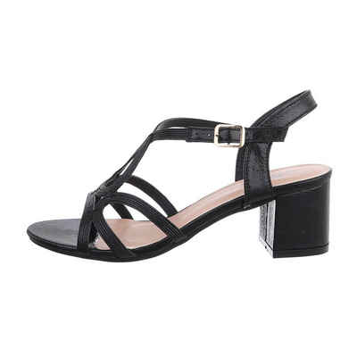 Ital-Design Damen Elegant Sandalette Blockabsatz Sandalen & Sandaletten in Schwarz