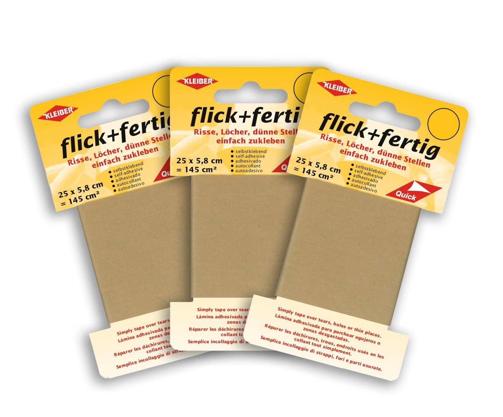 KLEIBER Aufkleber flick und fertig selbstklebendes Reparaturband aus Nylon 3er Set, (Set), selbstklebend