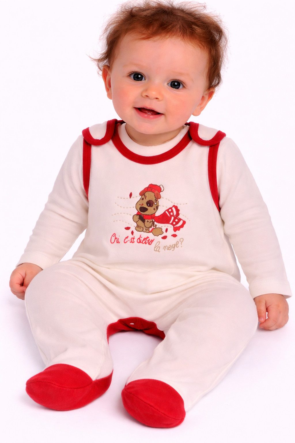 Strampler Stramplerhose Langarmshirt Baby Set in Creme weinrot