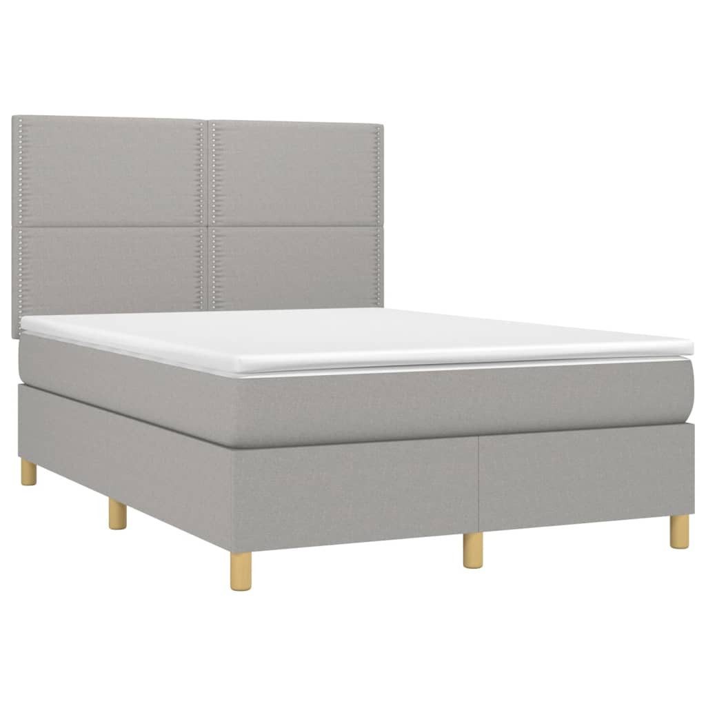 Bett Boxspringbett mit Matratze Hellgrau 140x190 cm Stoff