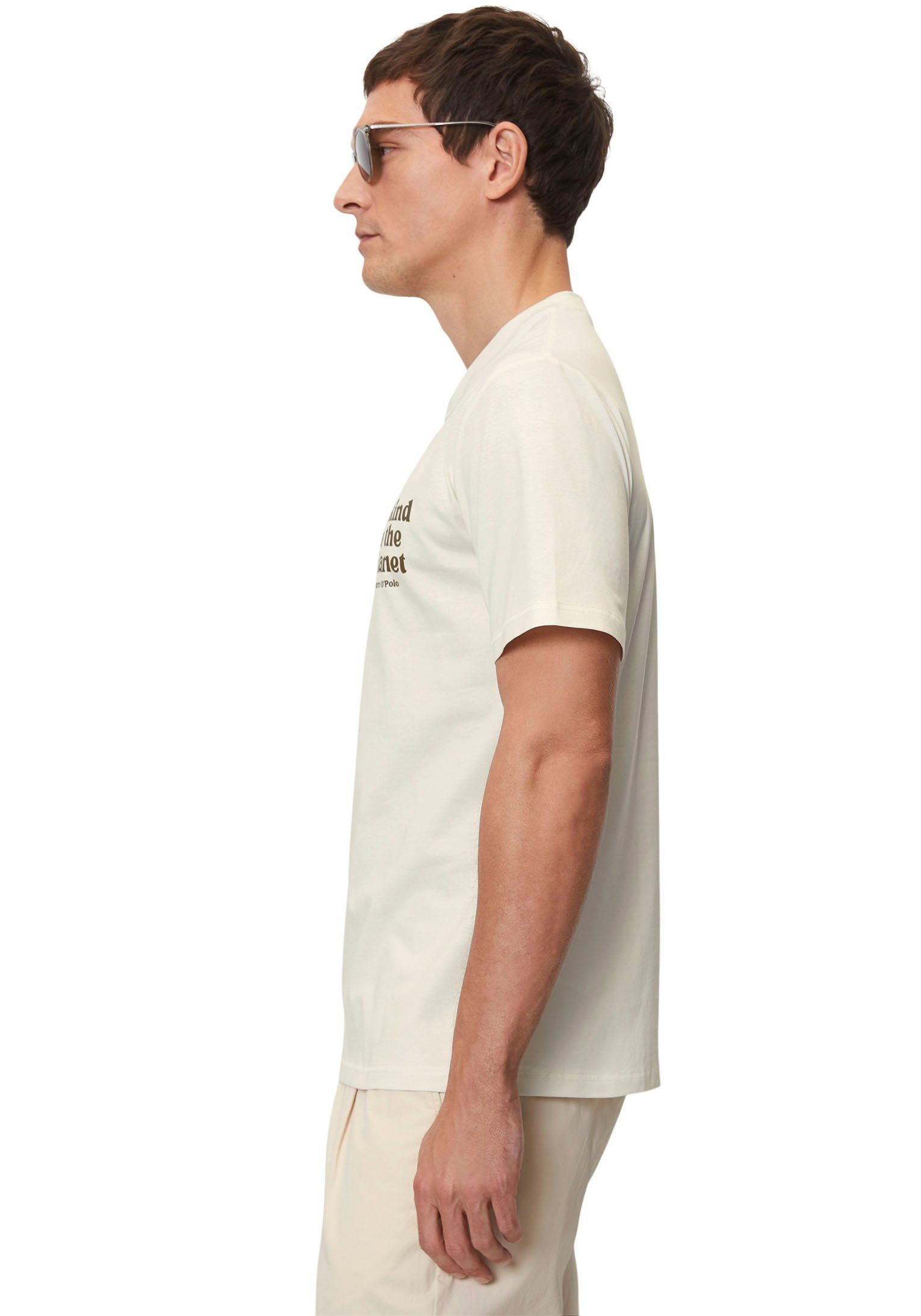 Marc O'Polo T-Shirt mit in Statement-Print Brusthöhe altweiss
