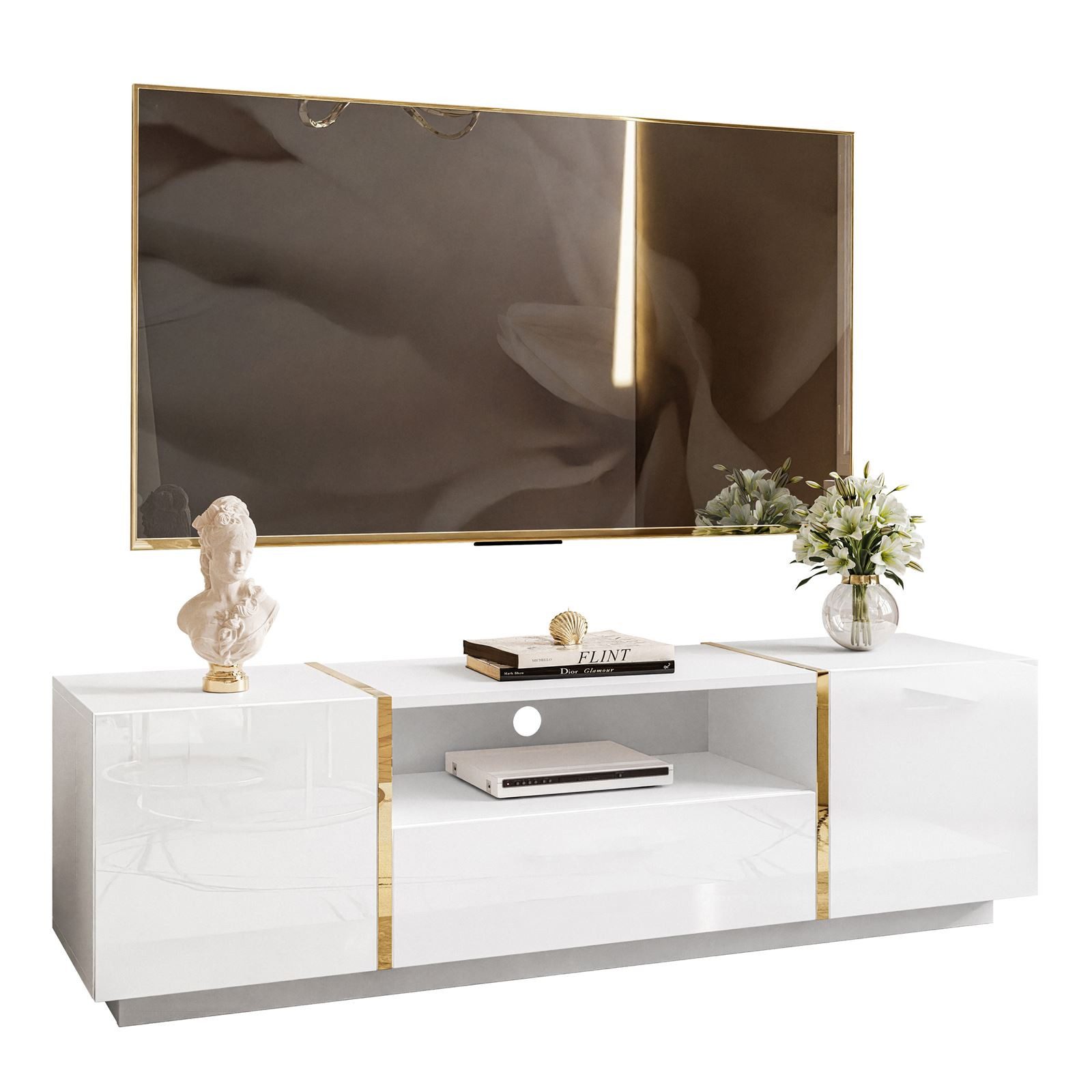 Lookway TV-Schrank ONYX Moderne Hochglanz TV-Lowboard 158 cm mit Schublade günstig online kaufen